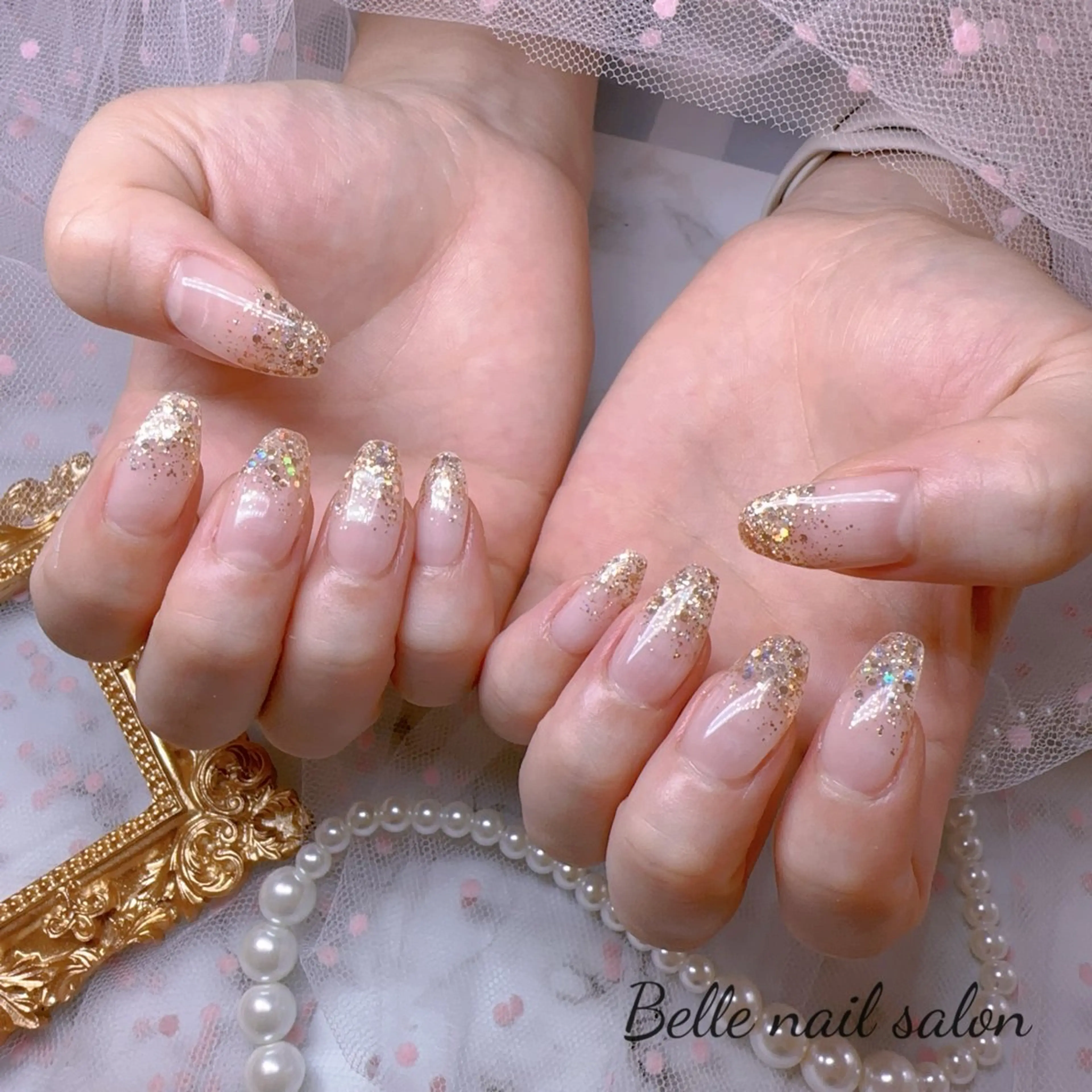 ネイル オーロラネイル フットネイル 韓国ネイル ラメ(グリッター) ラメグラデーション Belle nail salon 新小岩のネイルデザイン