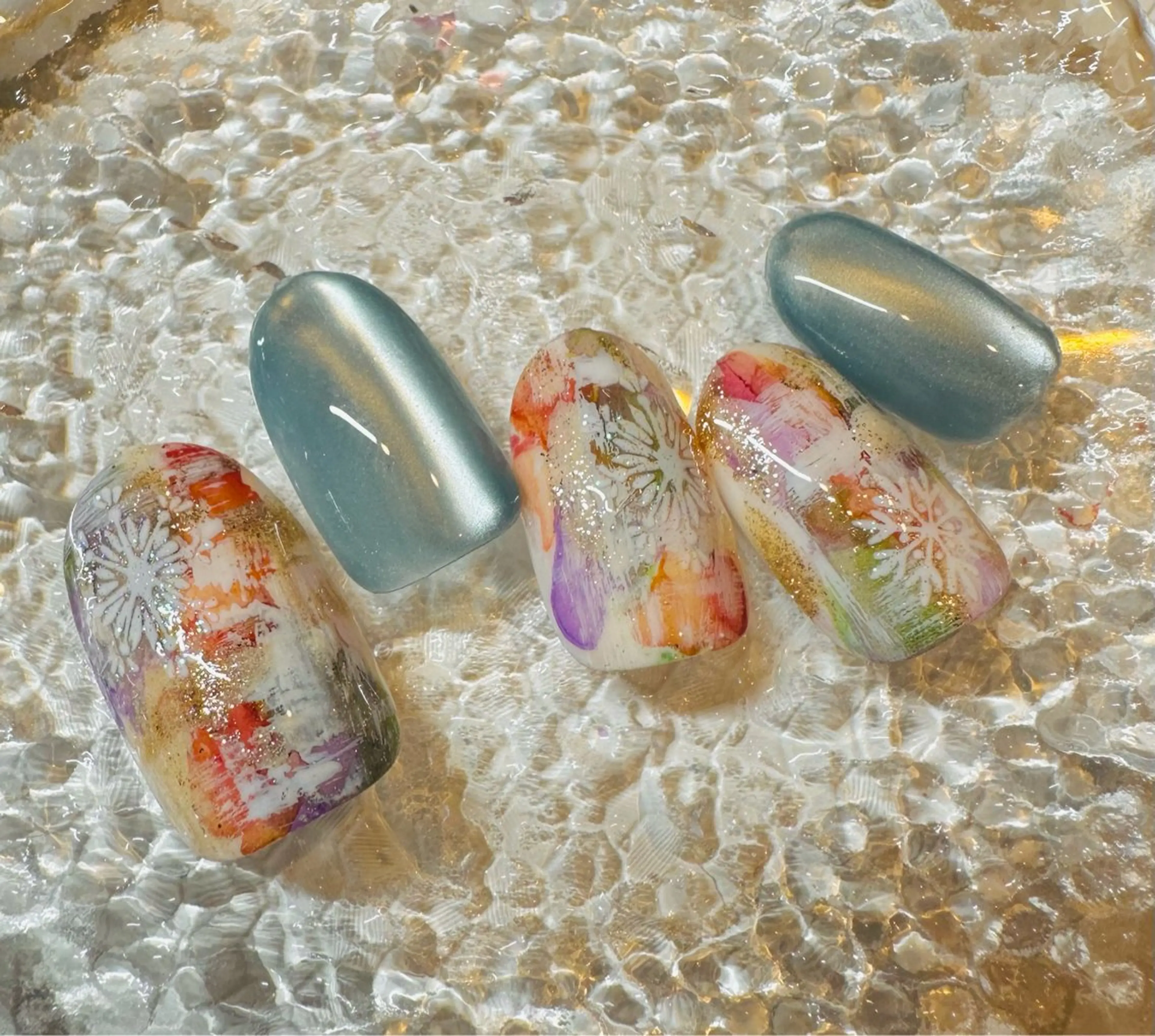 ネイル マグネットネイル ニュアンスネイル ツイードネイル ハンドネイル ネイルサロンエレノア所属・田端 笑理菜のネイルデザイン