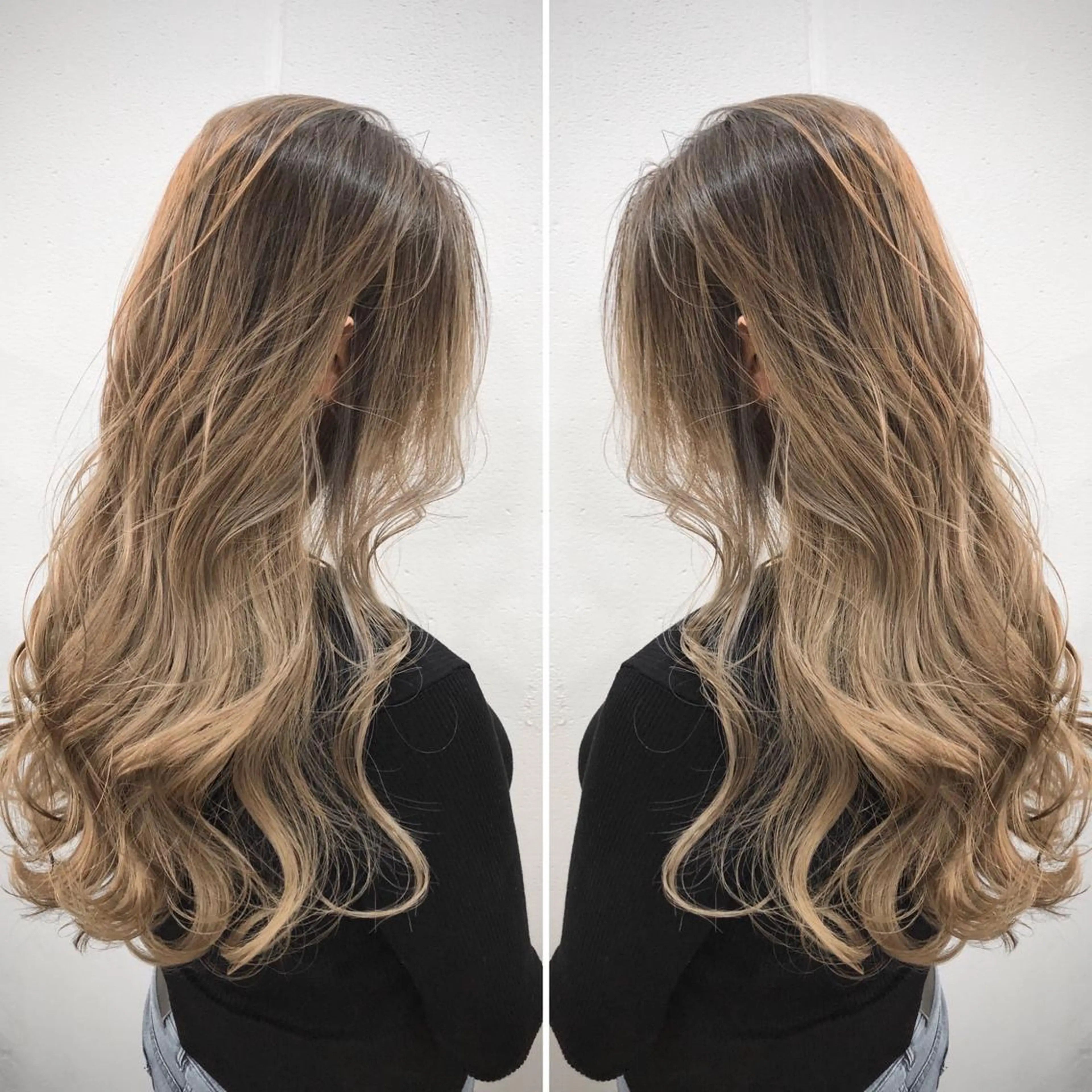 ロング カラー パーマ ヘアアレンジ バレイヤージュ ベージュカラー ヌーディベージュ レイヤーカット カット ヘアカラー トリートメント share  by  wealstarのヘアスタイル