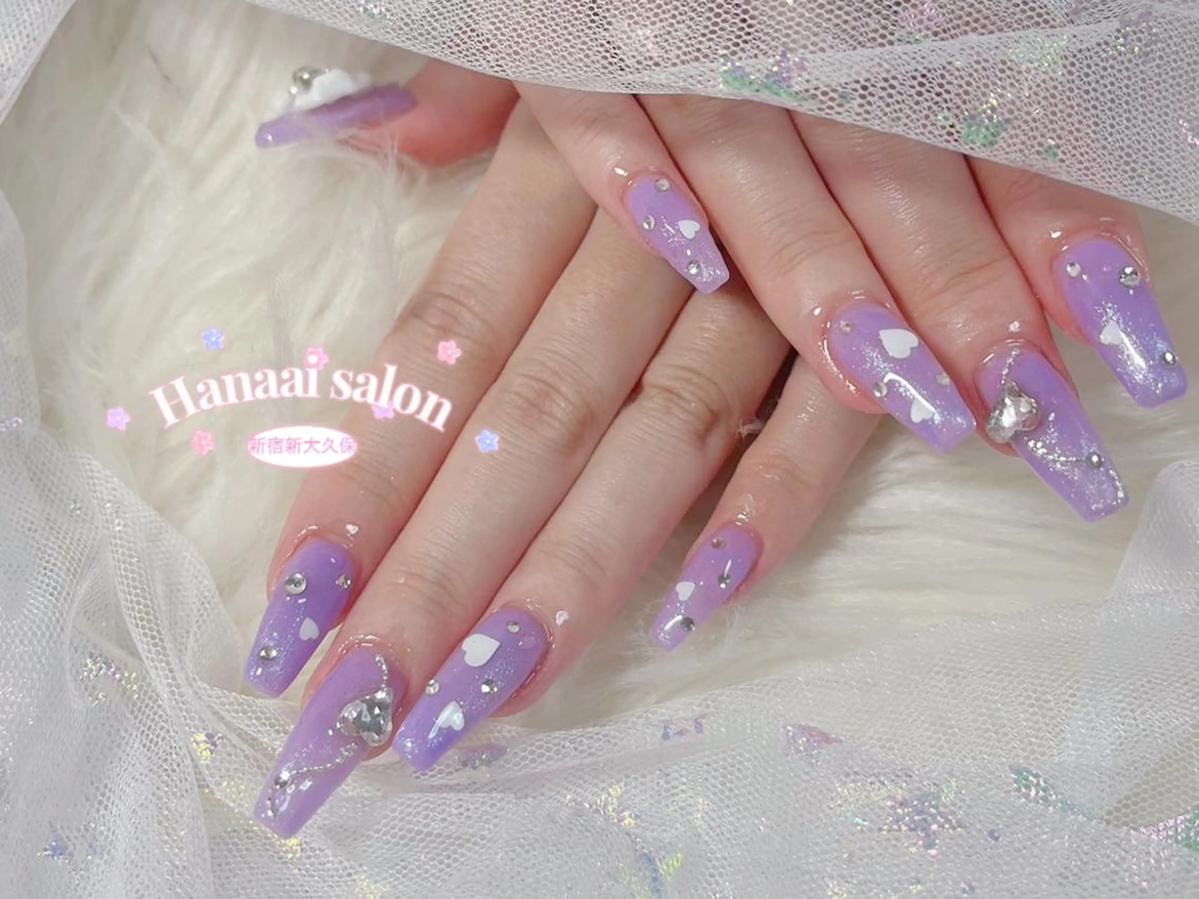 ネイル アートネイル フラッシュネイル フットネイル ジェルネイル グラデーション Hanaai Salon新大久保店のネイルデザイン