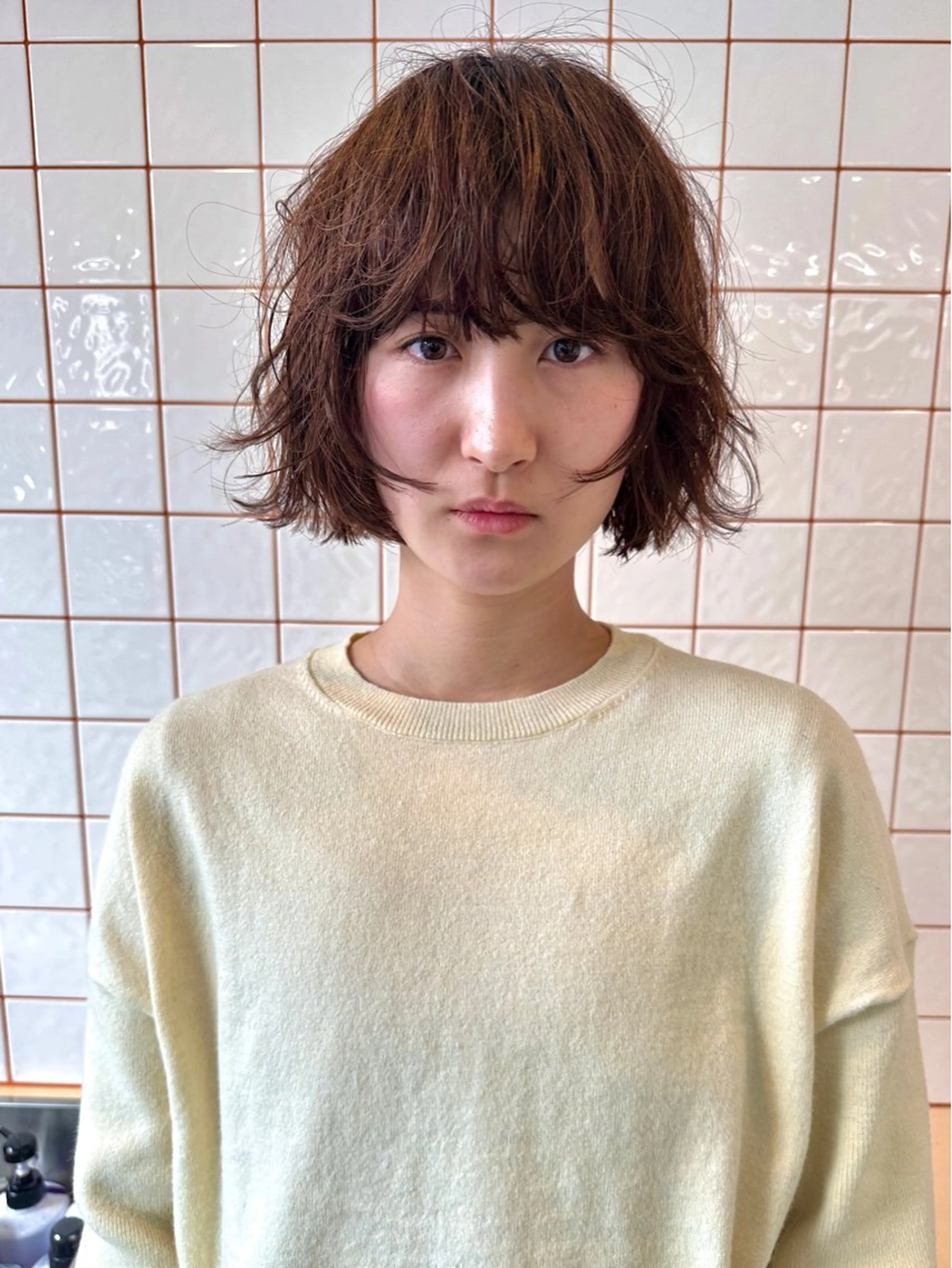 ショート カラー パーマ カット ヘアカラー パーマ ボブ/レイヤー/ケア パーマ/リュウタのヘアスタイル