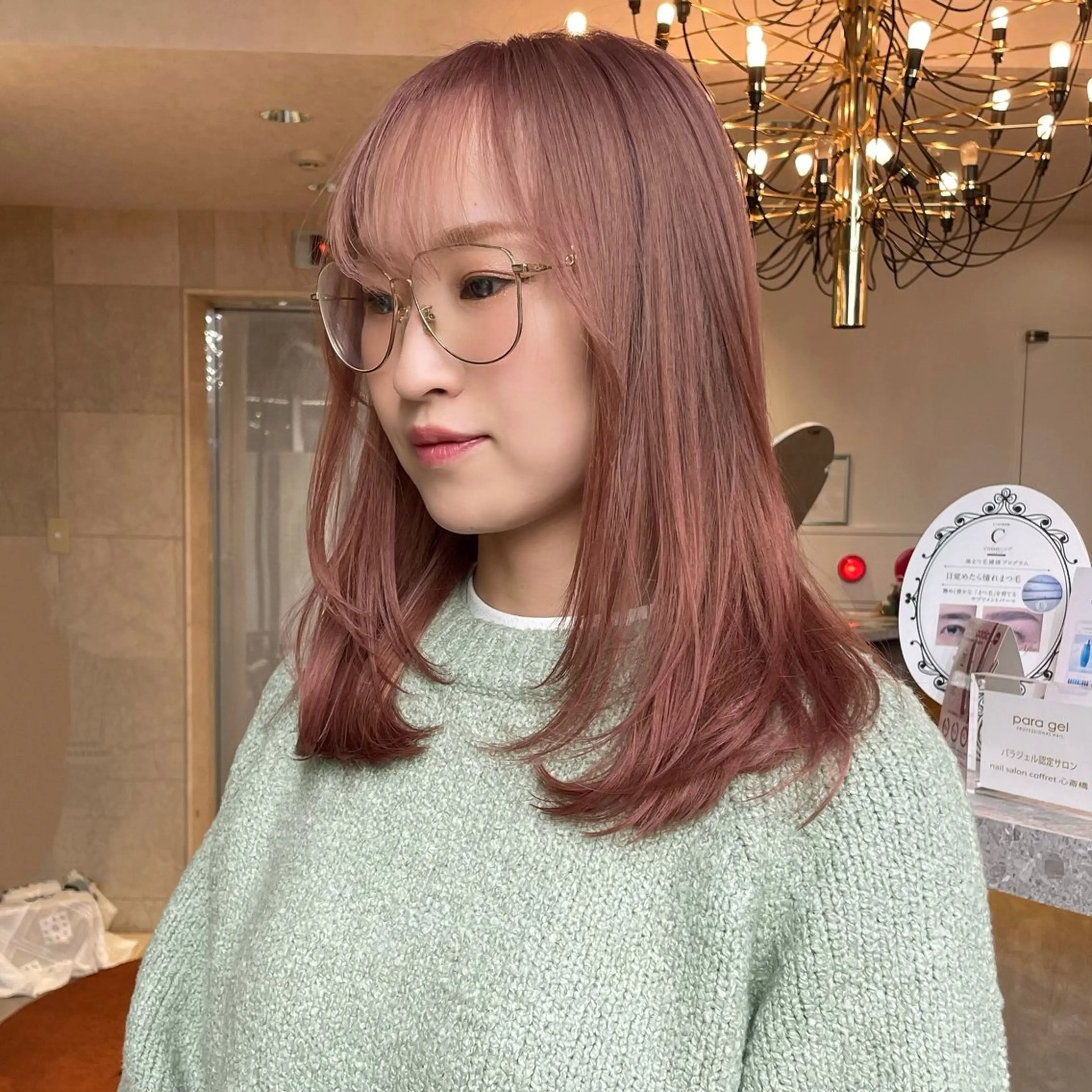 ミディアム カラー ヘアカラー トリートメント 透明感/ベージュ/ 艶髪/ボブ🫧門脇由のヘアスタイル