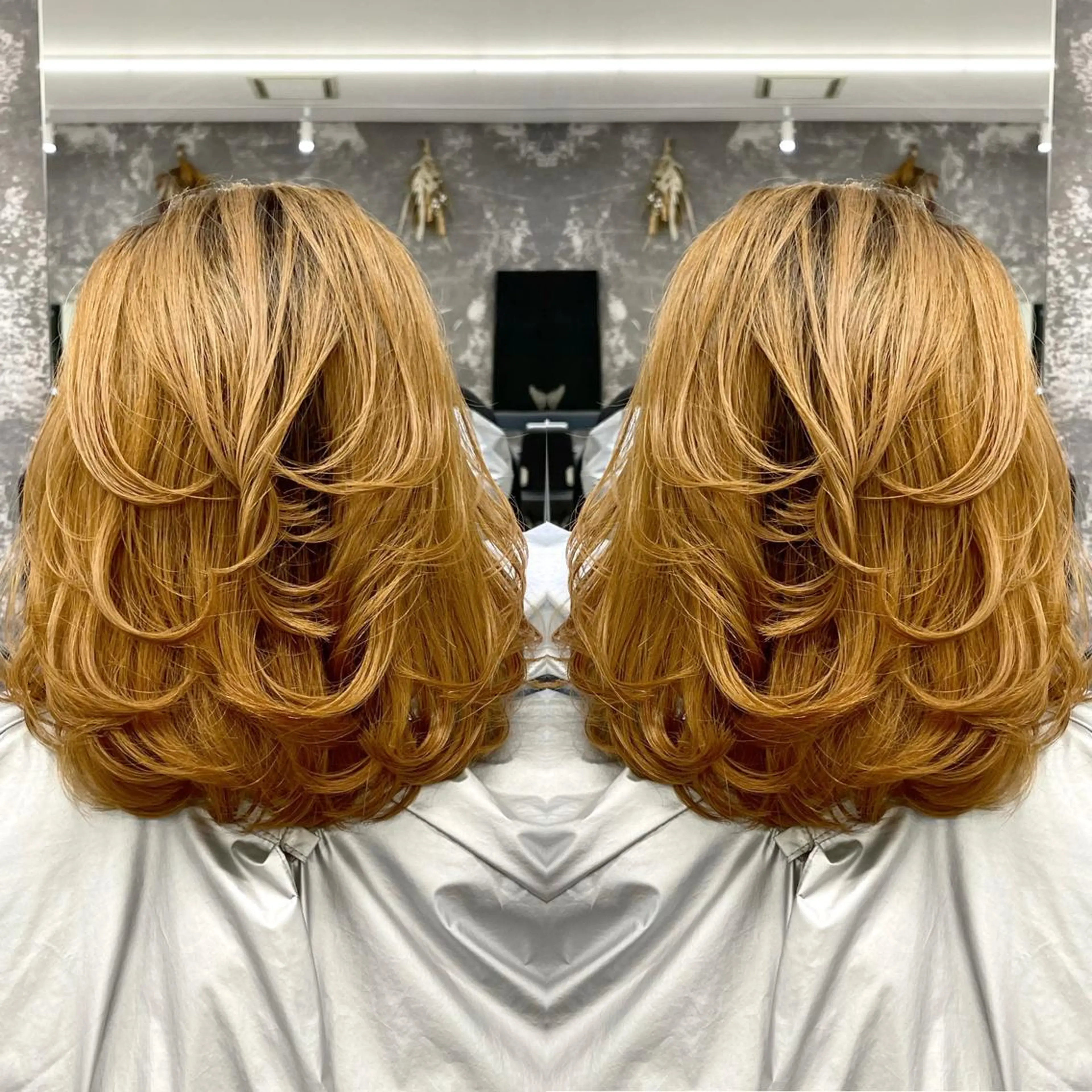 ミディアム カラー ヘアアレンジ バレイヤージュ デザインカラー ハイライトカラー 外国人風カラー ハイライト アンドウ ユウ/ レイヤーカット/韓国のヘアスタイル