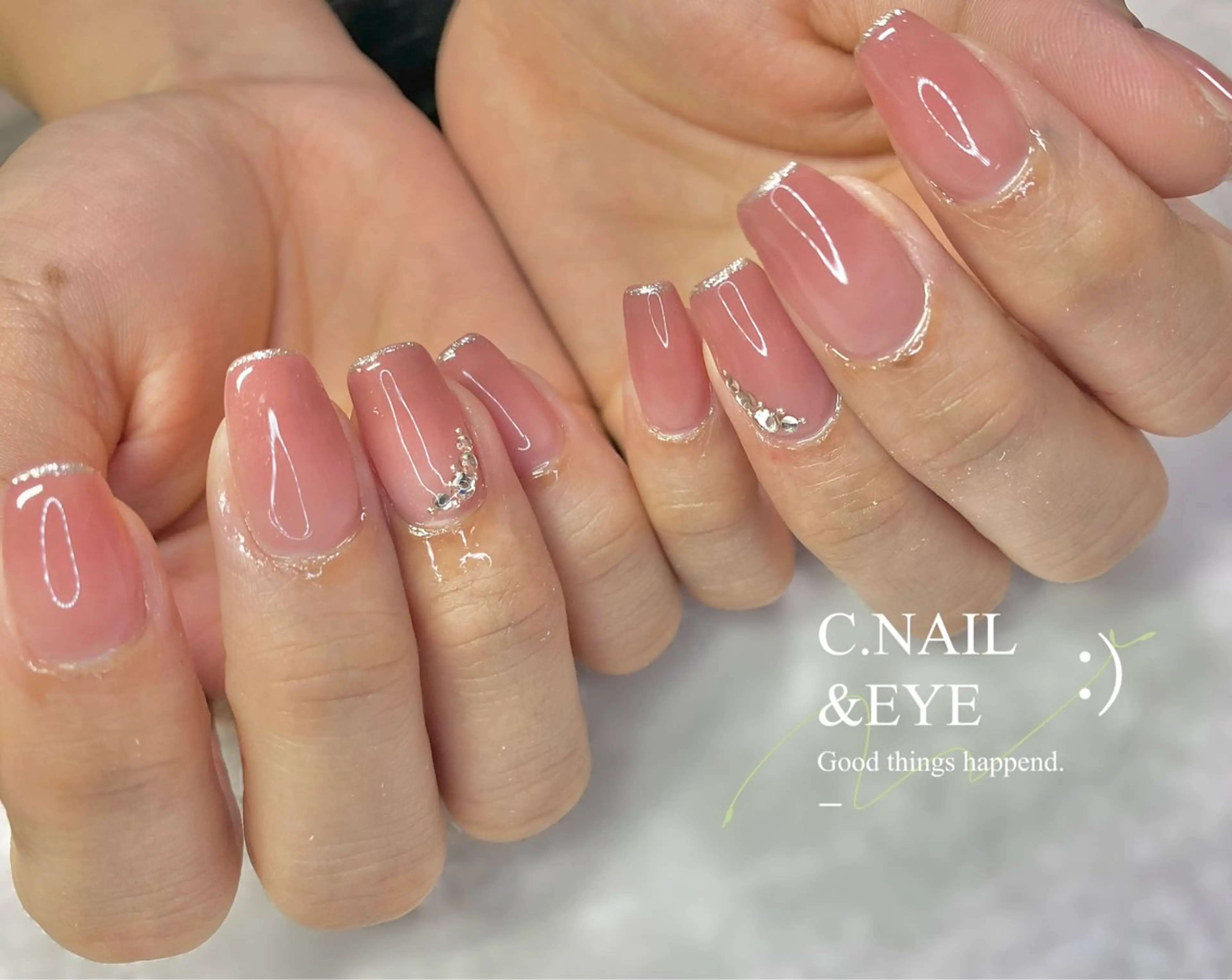 ネイル ジェルネイル ピンク ピンクベージュ C.Nail &Eye筑紫駅のネイルデザイン