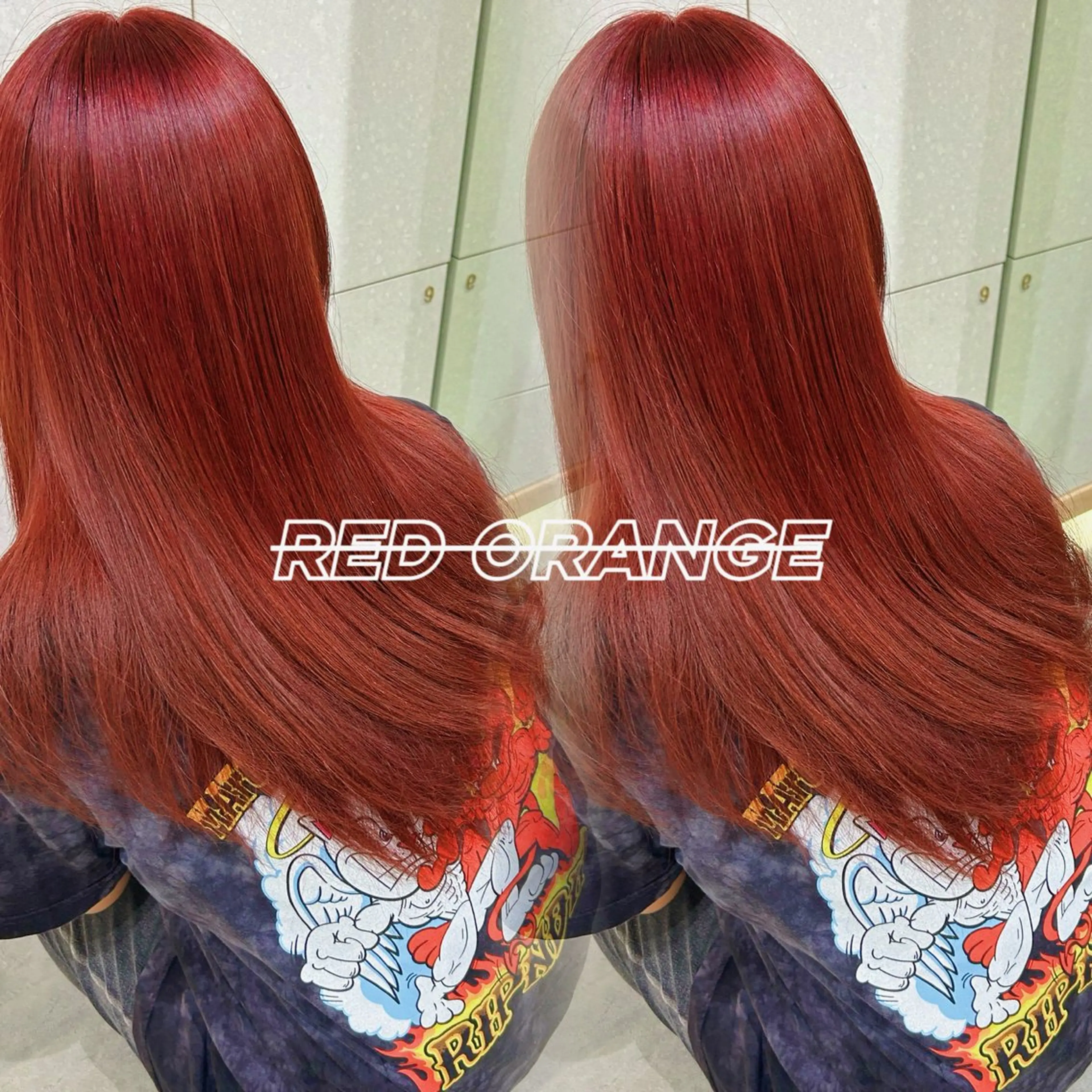 ロング カラー オレンジ yuina／🫧 艶感ダブルカラー🫧のヘアスタイル