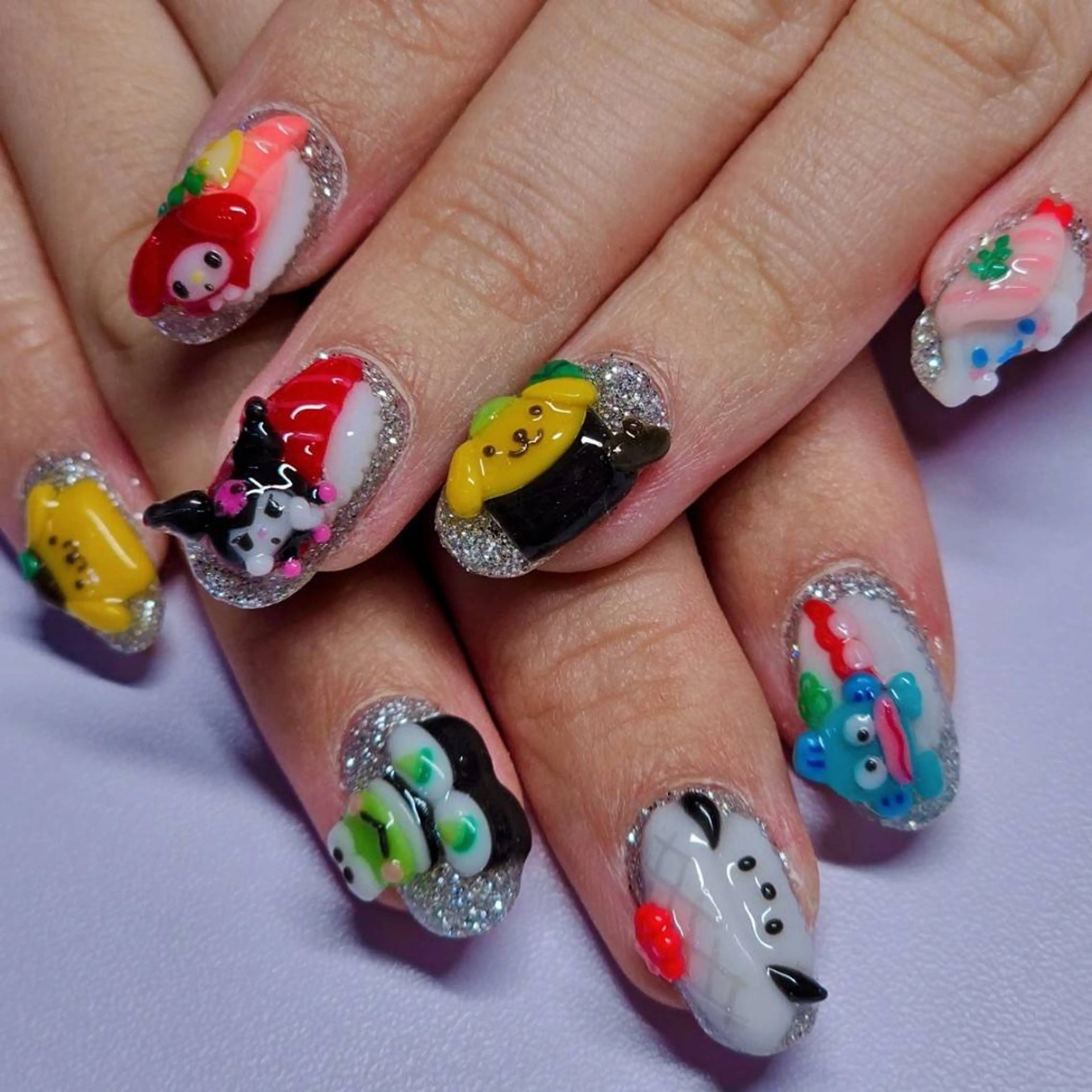 ネイル アートネイル ラメ(グリッター) ワンカラーネイル シルバー ハンドネイル よしだ ひろきのネイルデザイン