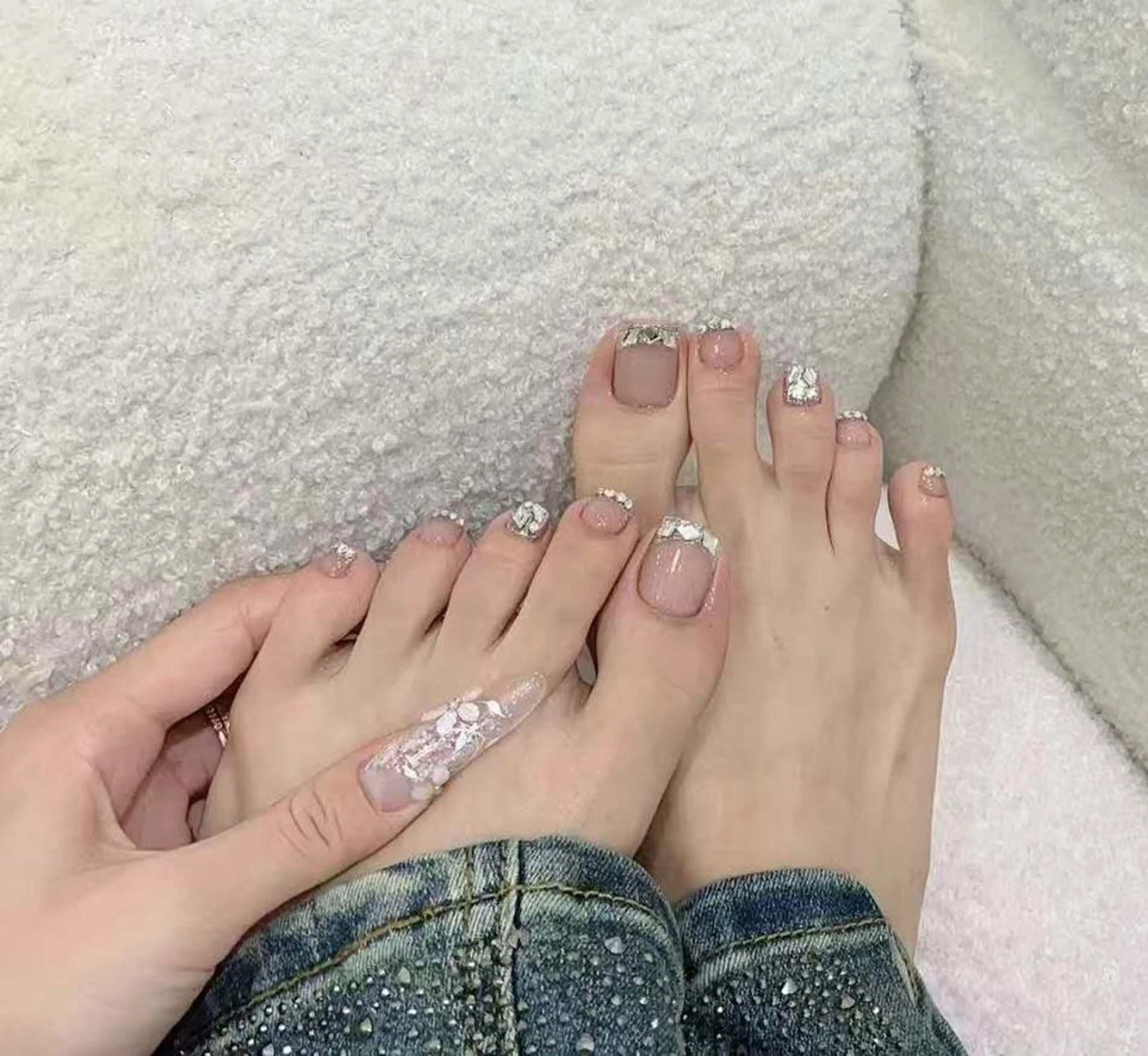 ネイル フラワーネイル フレンチネイル ジェルネイル ガラスフレンチ ハート フットネイル Oomiya 服部のネイルデザイン