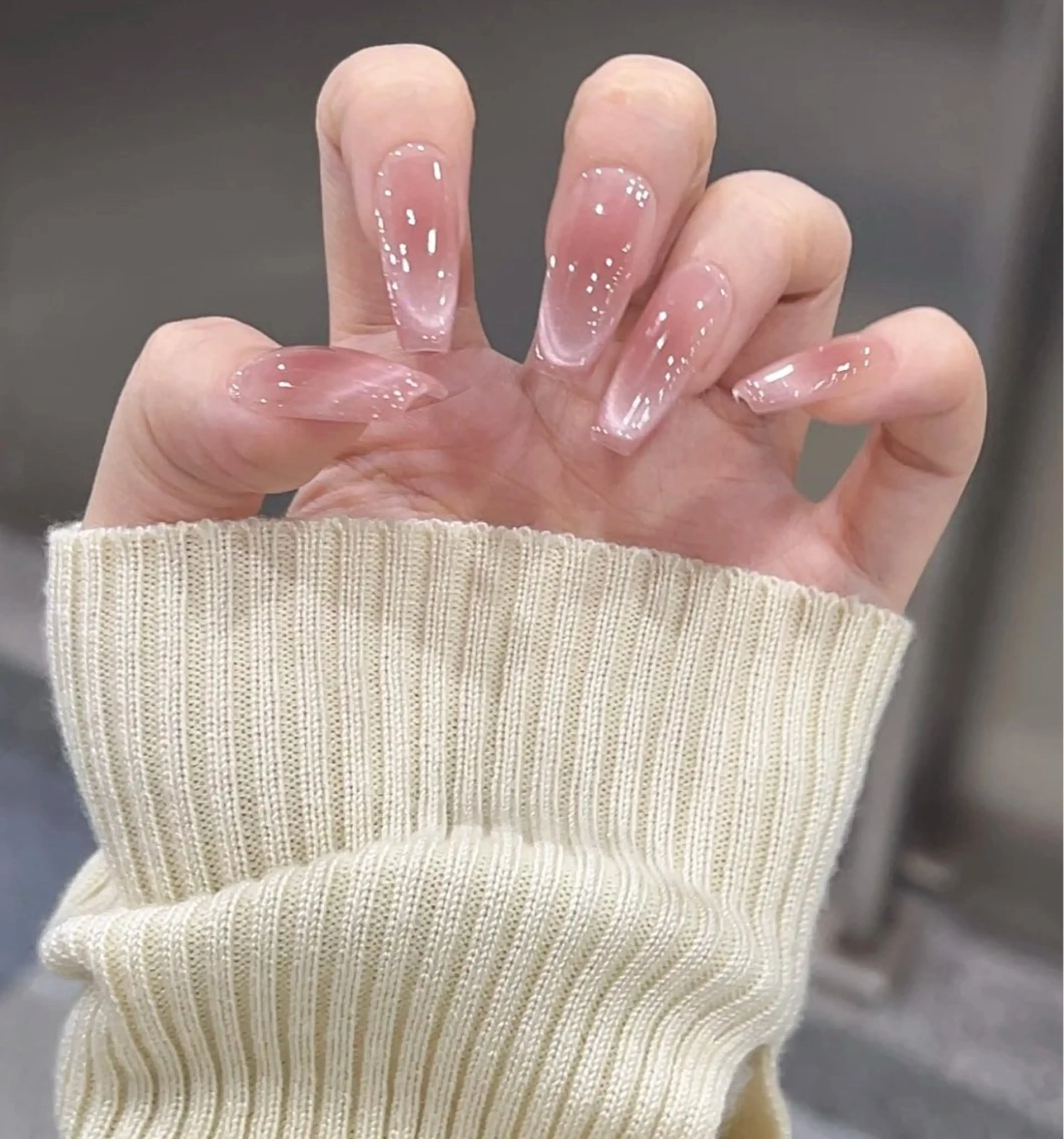 ネイル アートネイル オーロラネイル チークネイル フレンチネイル ガラスフレンチ ハンドネイル 🎀🎀YooLi Nail Salonのネイルデザイン