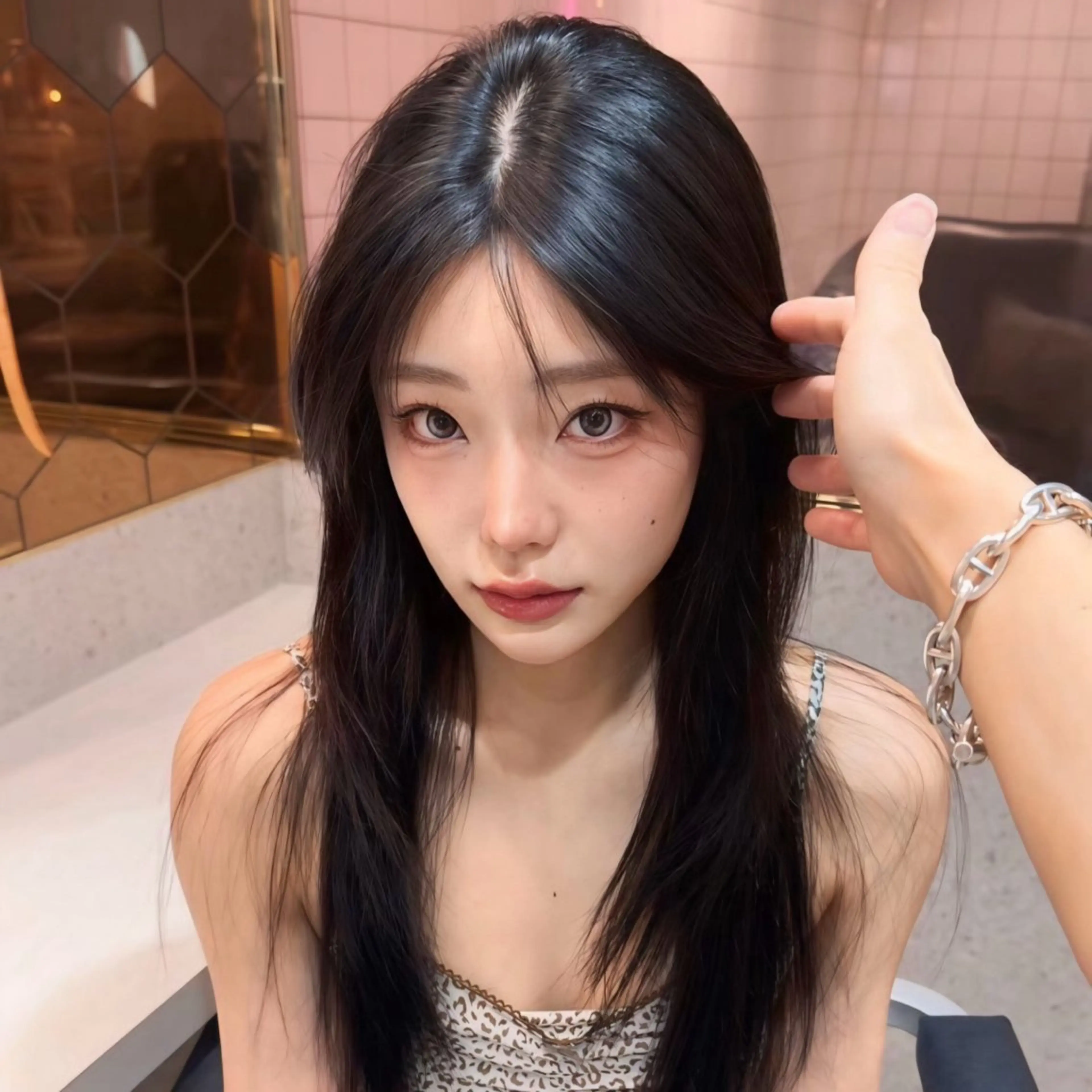 ロング 韓国風ヘア レイヤーカット ワンホンヘア ヘアカラー トリートメント 韓国/ワンホン/新宿 /Rumiのヘアスタイル