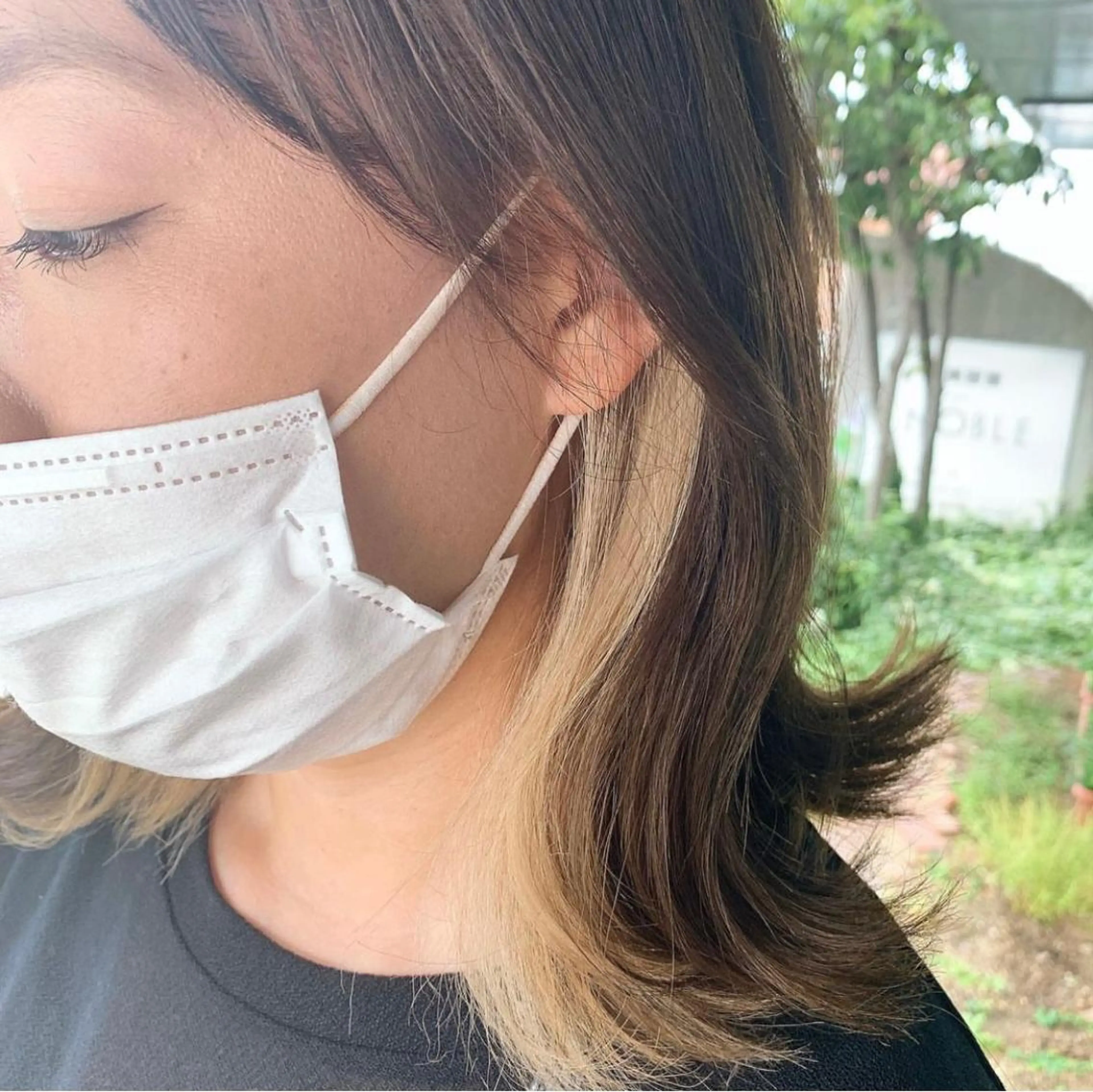 セミロング カラー ヘアアレンジ インナーカラー 那須 颯太のヘアスタイル