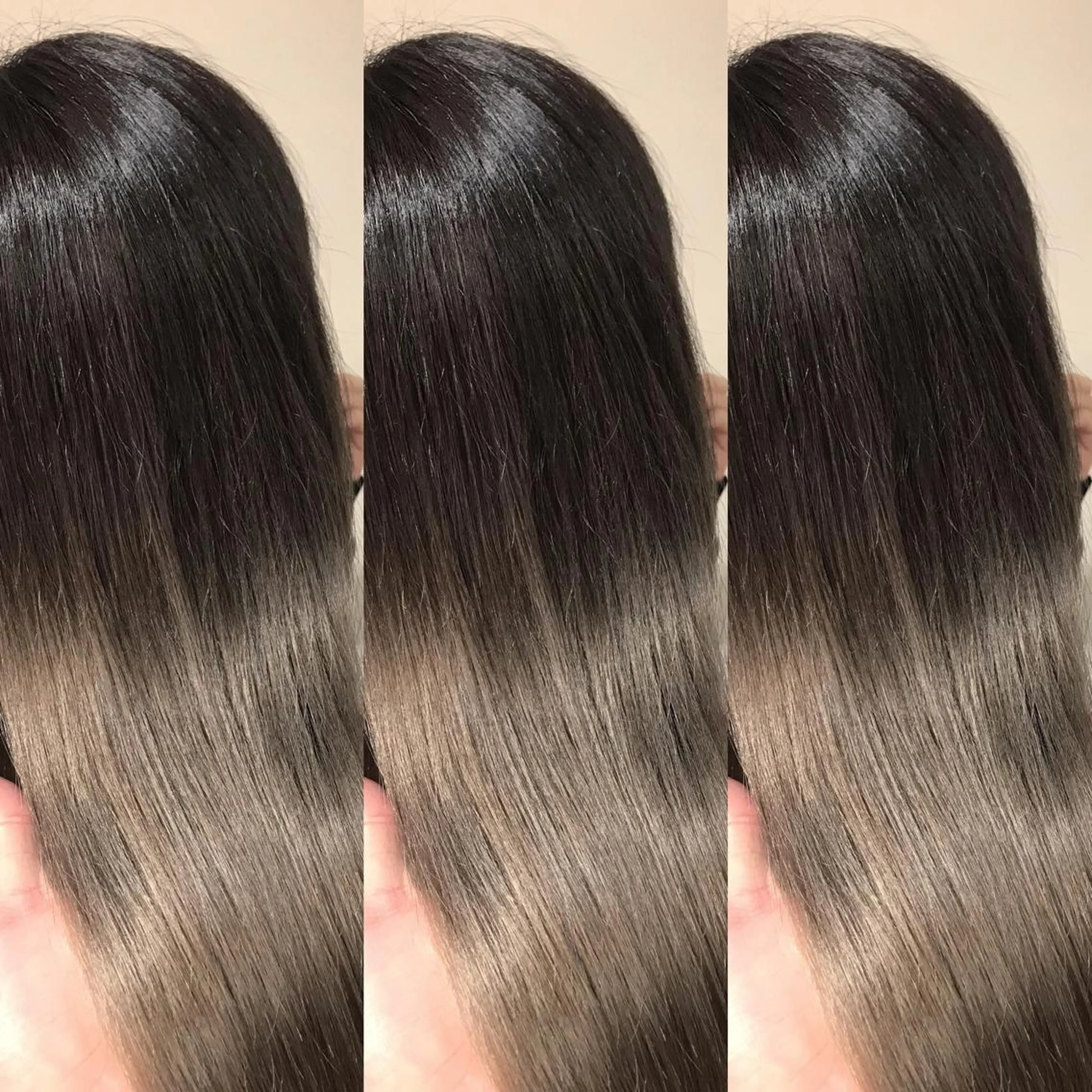 セミロング カラー アッシュ アッシュグレー アッシュグレージュ バレイヤージュ ミストバング AMI Hair  supply所属・髪質改善カラー 韓国風レイヤーのヘアスタイル