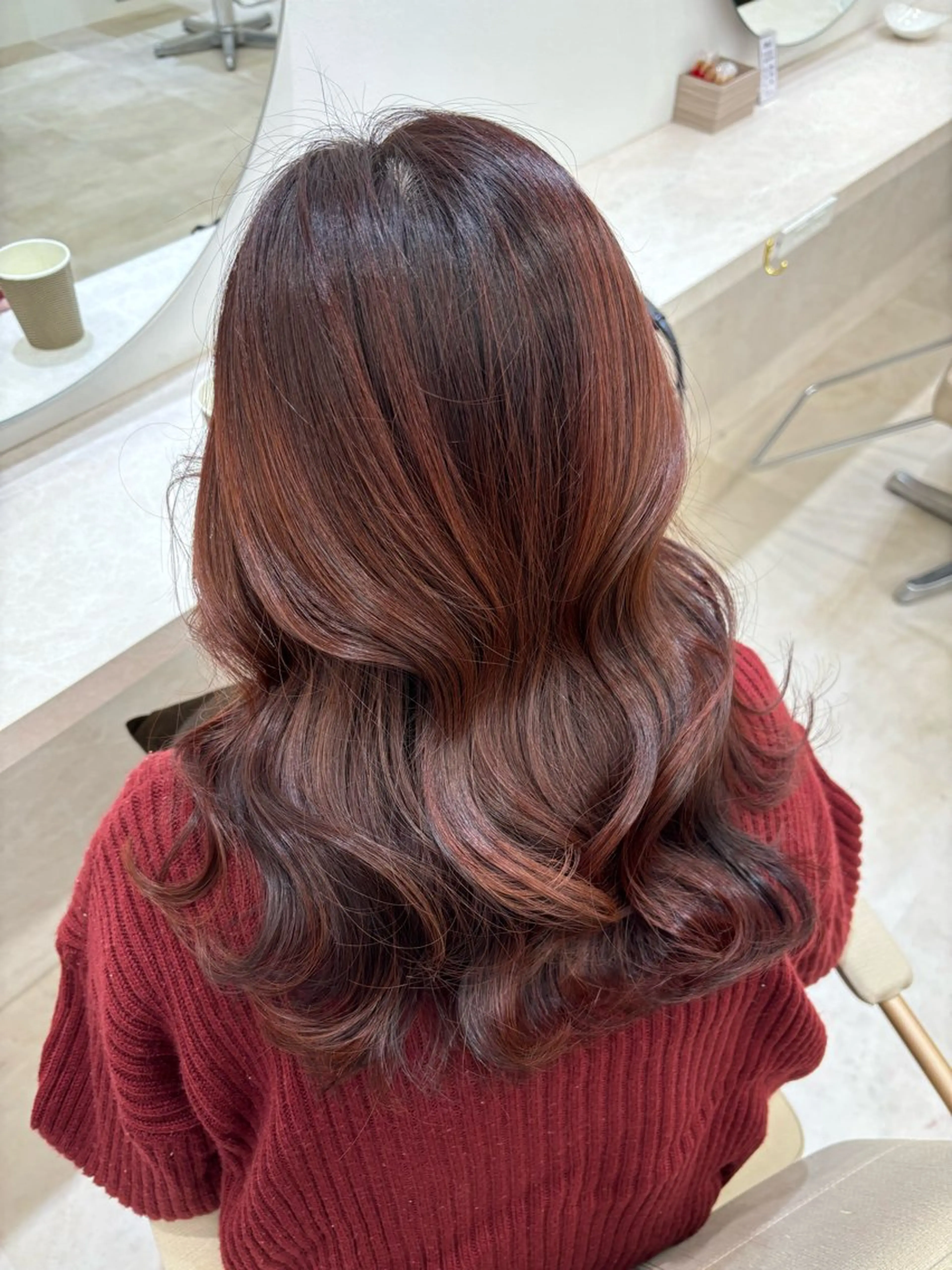 セミロング カラー 巻ける縮毛矯正 Sachi🐰のヘアスタイル