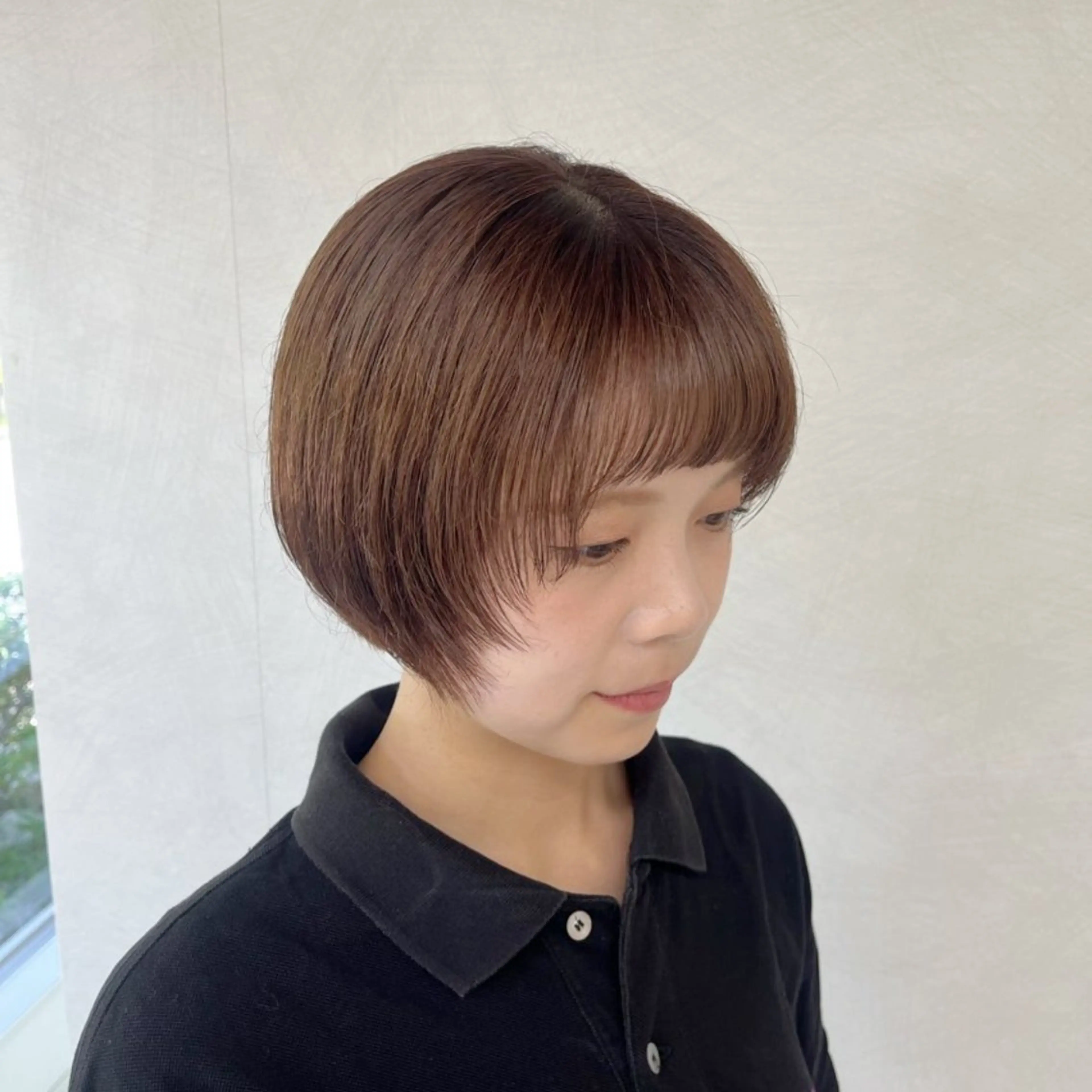 ショート オレンジブラウン 韓国/カラー/ レイヤー🍒Rinoのヘアスタイル