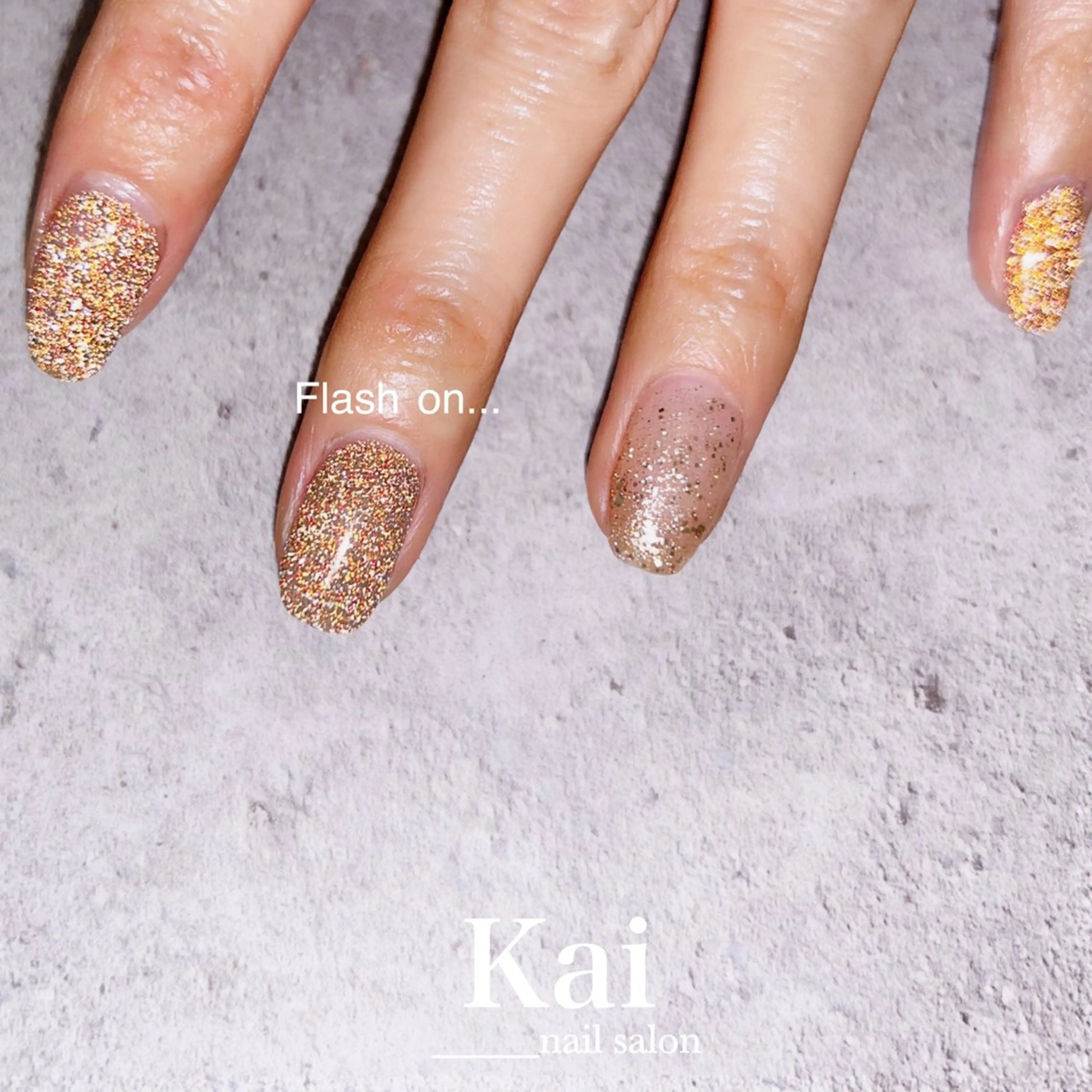 ネイル ブラウン フラッシュネイル フレンチネイル ジェルネイル ゴールド ハンドネイル Kai  nail Mayukoのネイルデザイン