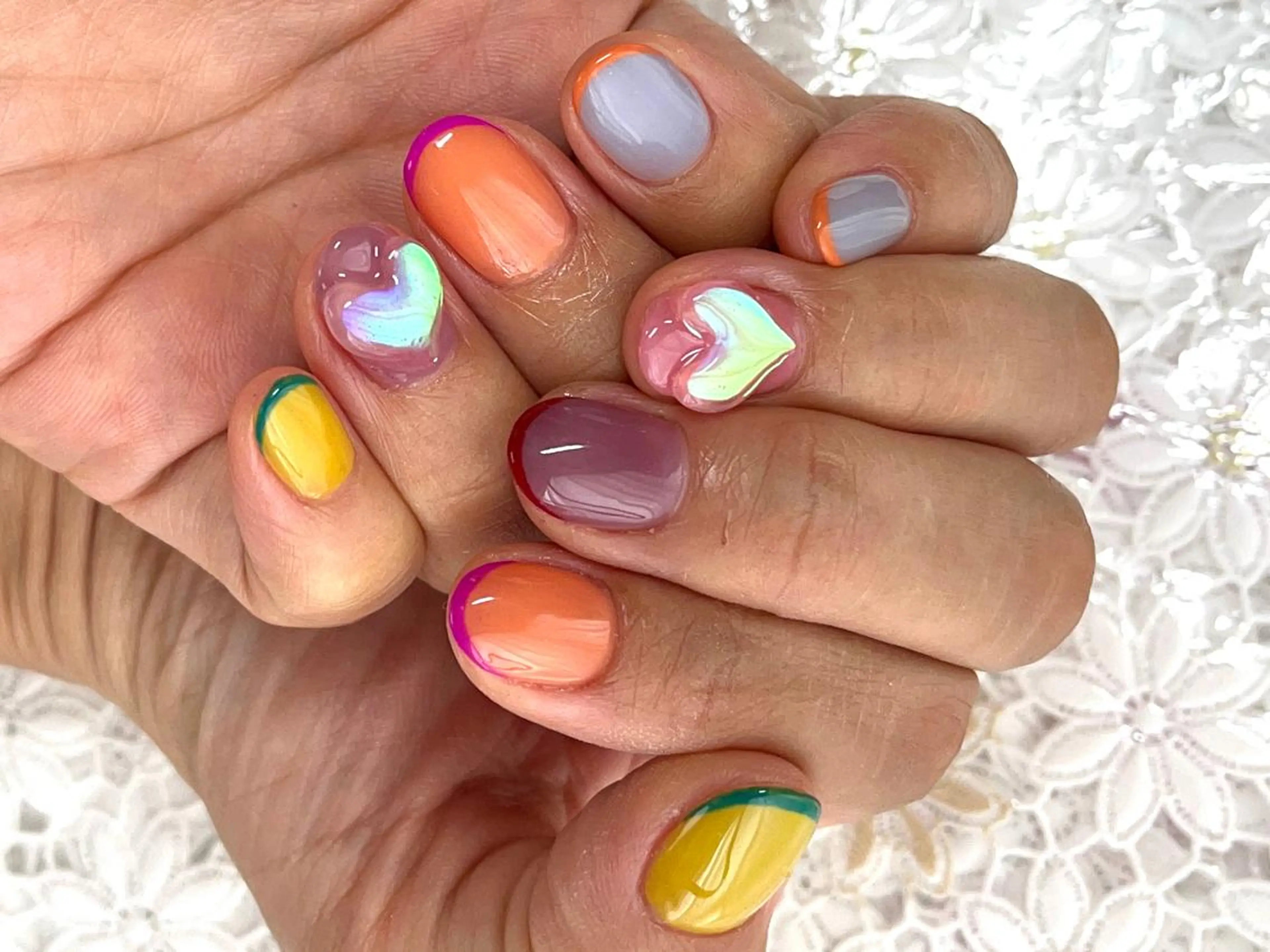 ネイル ジェルネイル ハート 韓国ネイル パラジェル ぷっくりネイル ハンドネイル nails' it...のネイルデザイン