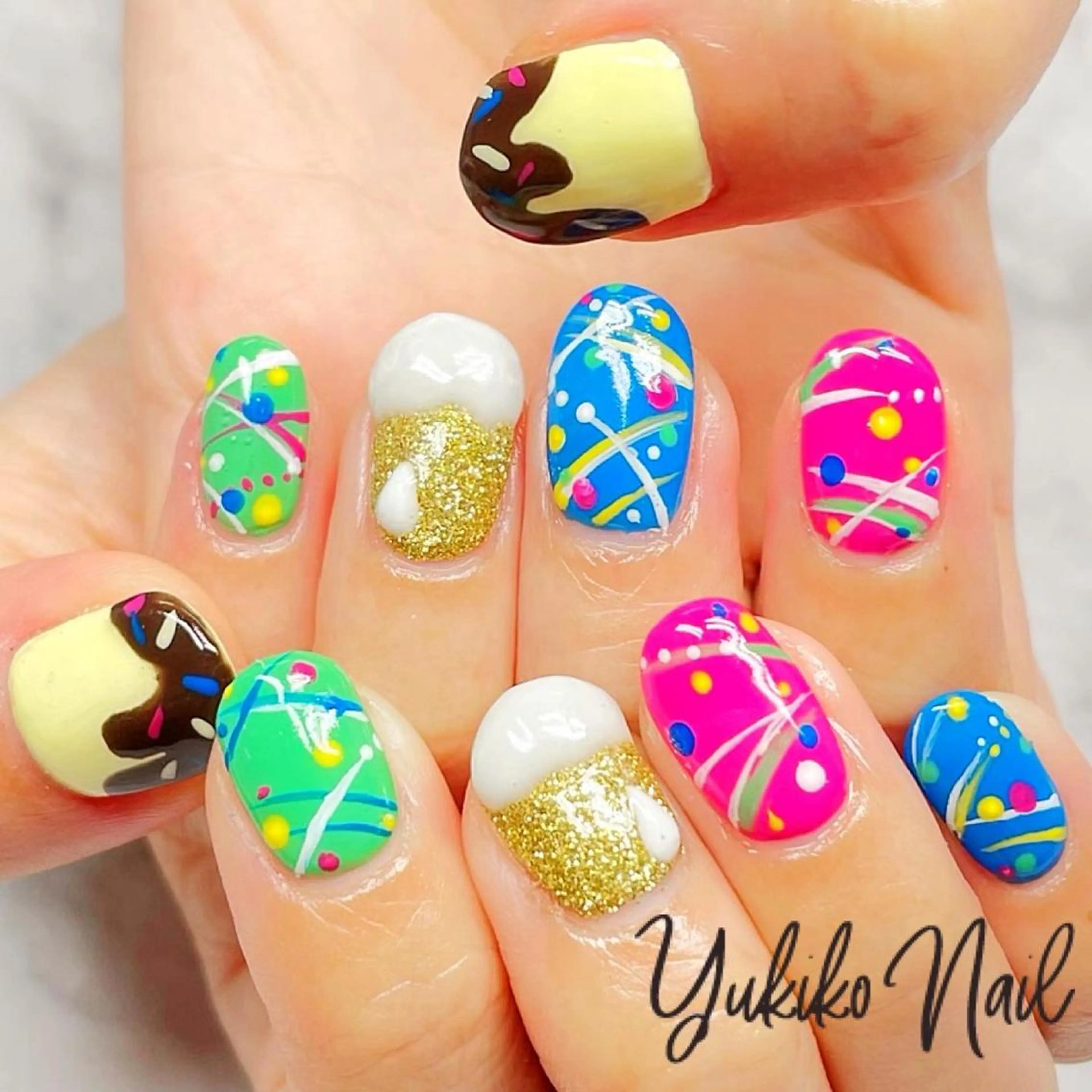 ネイル 持ち込み ぷっくりネイル ヨーヨーネイル ハンドネイル ユキコ ネイルのネイルデザイン
