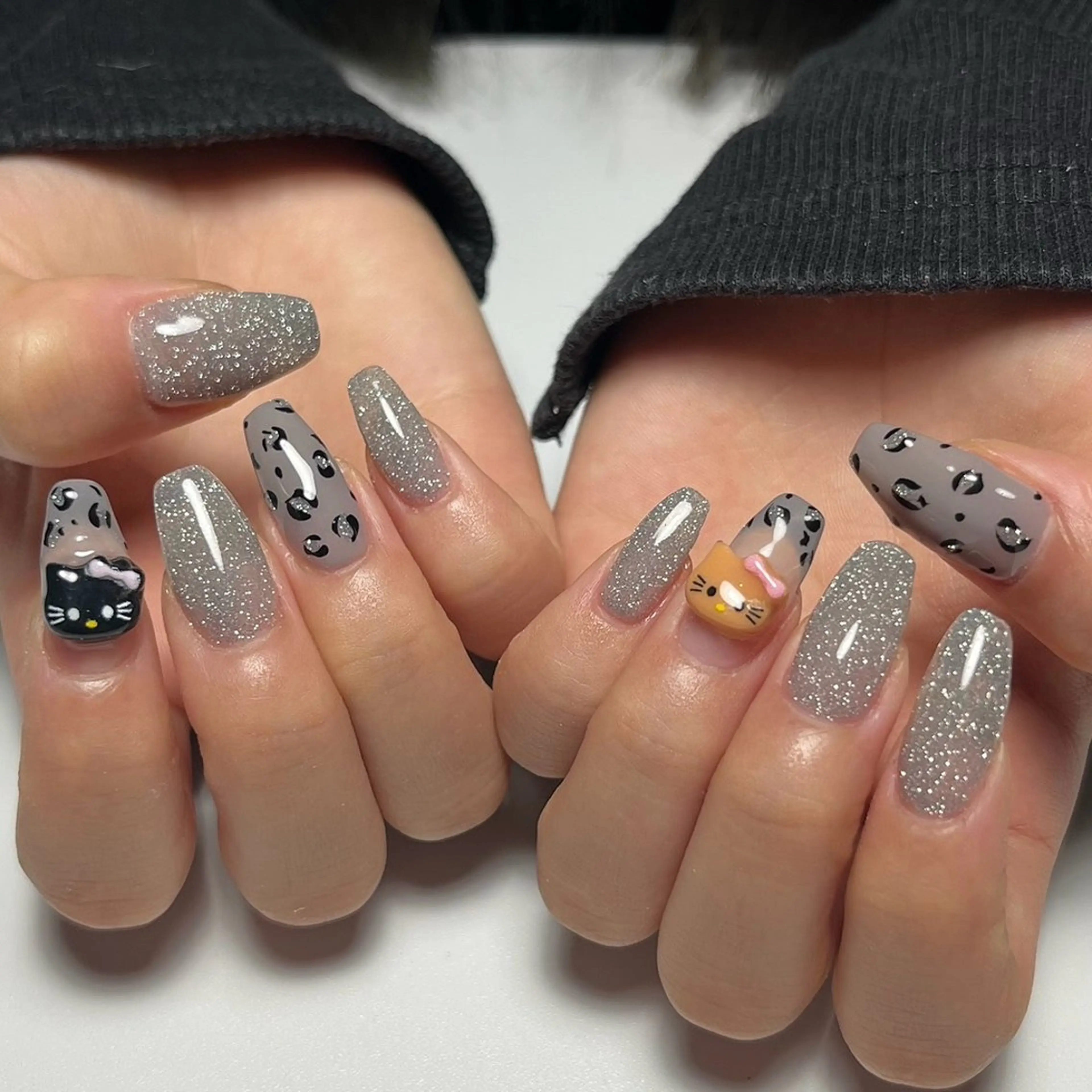 ネイル アニマル柄 長さ出し フラッシュネイル ハンドネイル kamei hokoのネイルデザイン