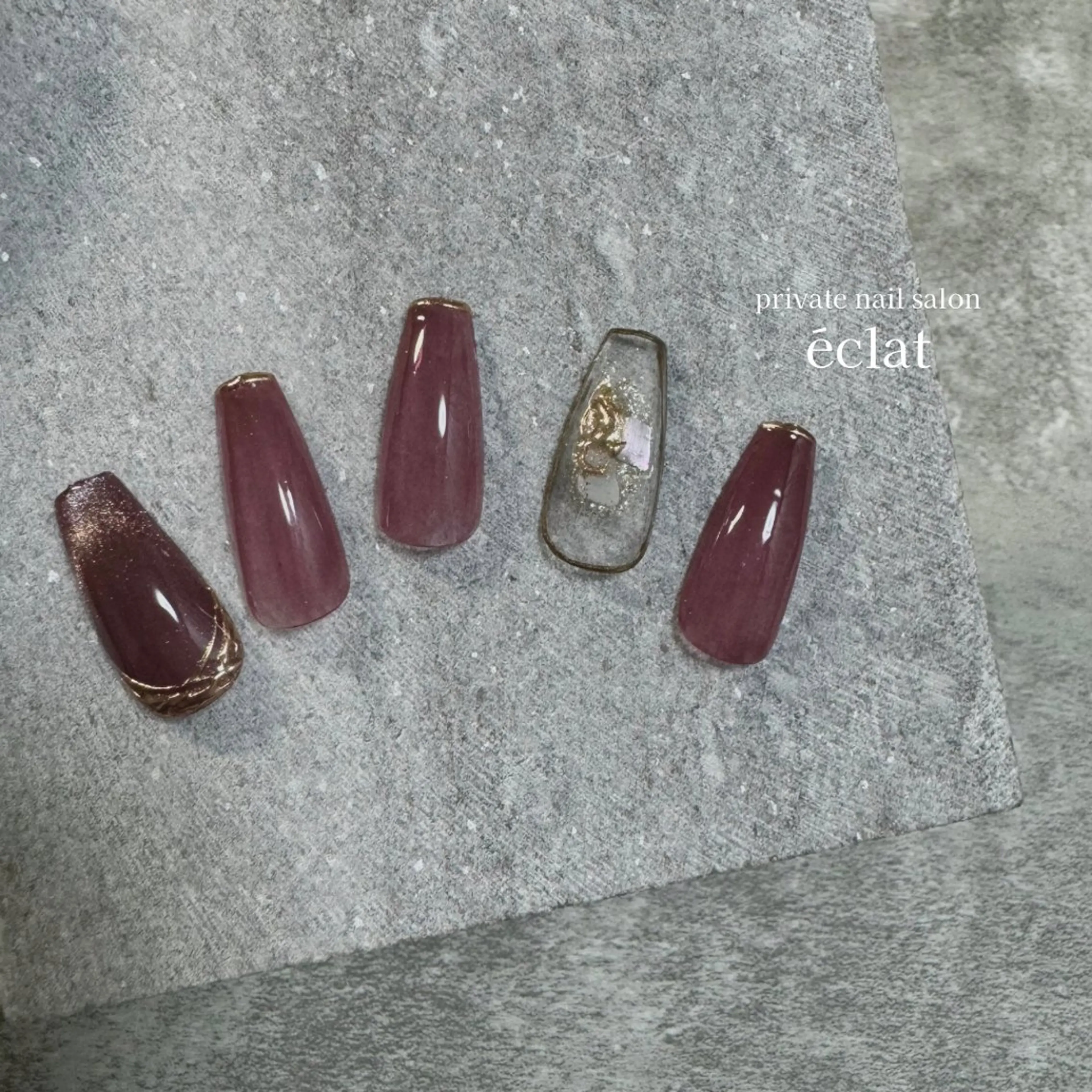 ネイル マグネットネイル ニュアンスネイル ピンク nailsalon éclatのネイルデザイン