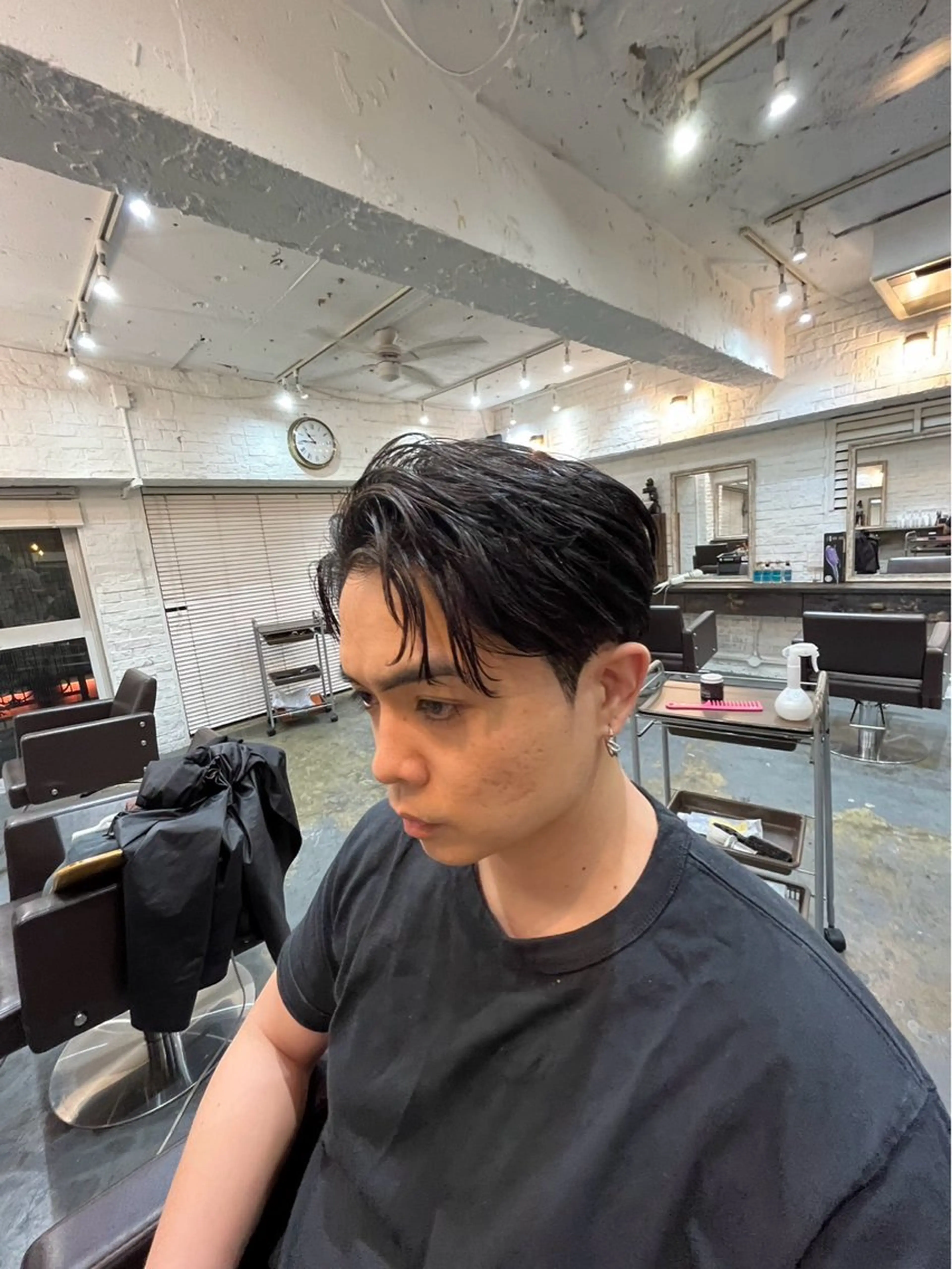 ショート パーマ メンズ センターパート ダウンパーマ フェードカット メンズハイライト メンズパーマ カット パーマ トリートメント 💈メンズ特化💈 TASUKUのヘアスタイル