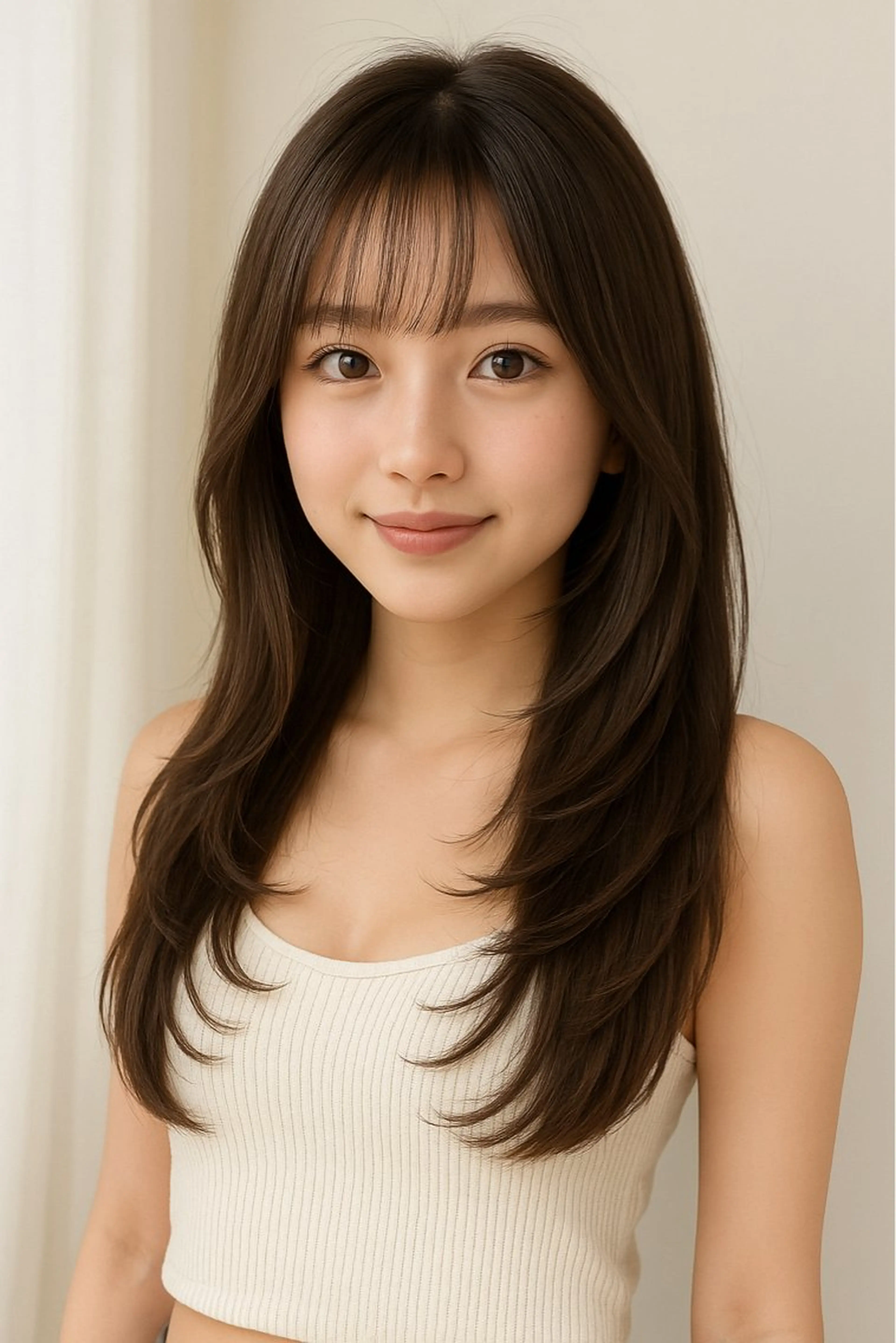 ロング カラー パーマ ヘアアレンジ メンズ キッズ カット トリートメント 🦋韓国レイヤー｜ 透明感グレージュ🦋のヘアスタイル