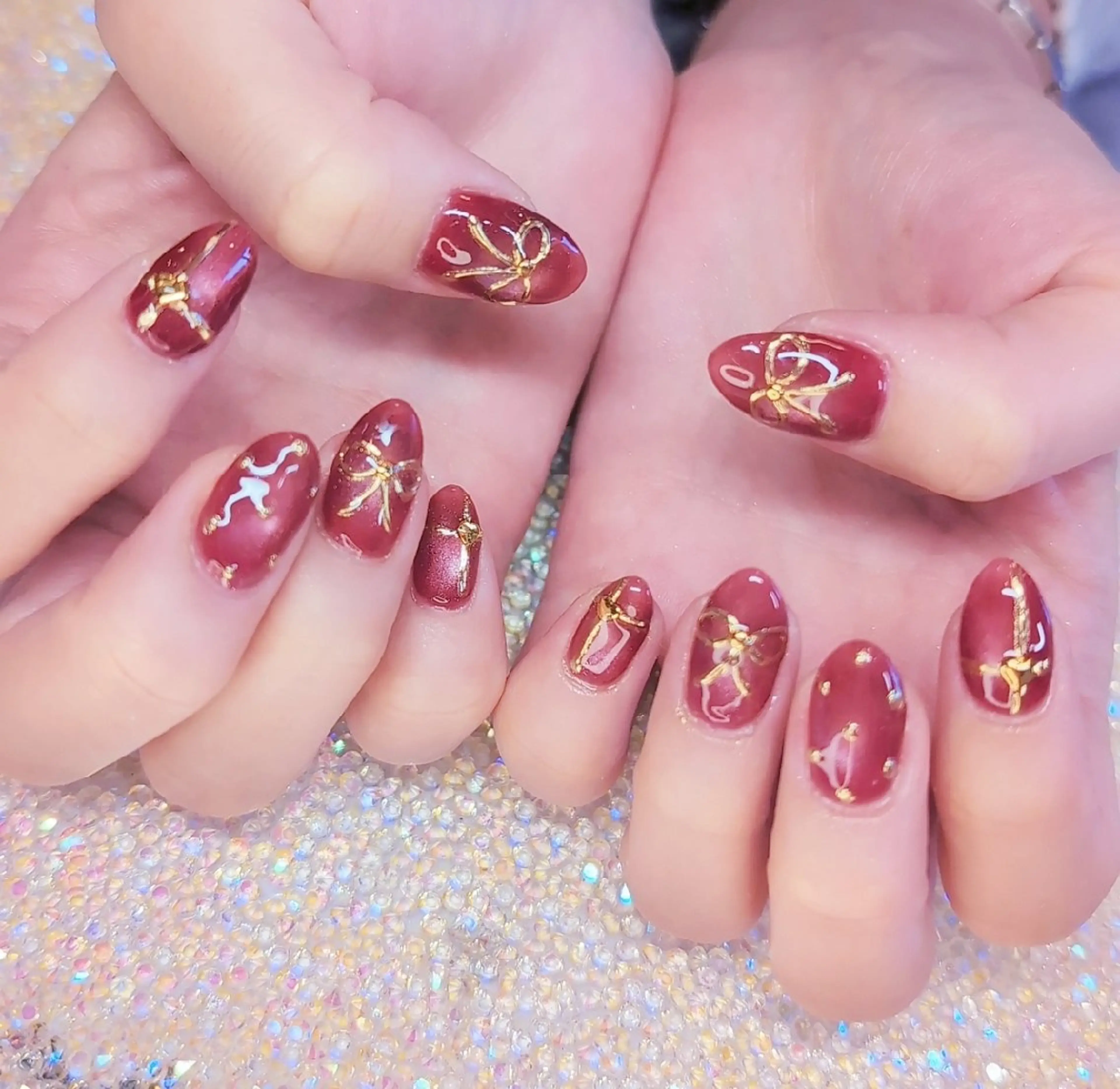ネイル 長さ出し ジェルネイル 韓国ネイル マグネットネイル ニュアンスネイル ハンドネイル I LOVE ME  NAIL.｡.:*♡のネイルデザイン