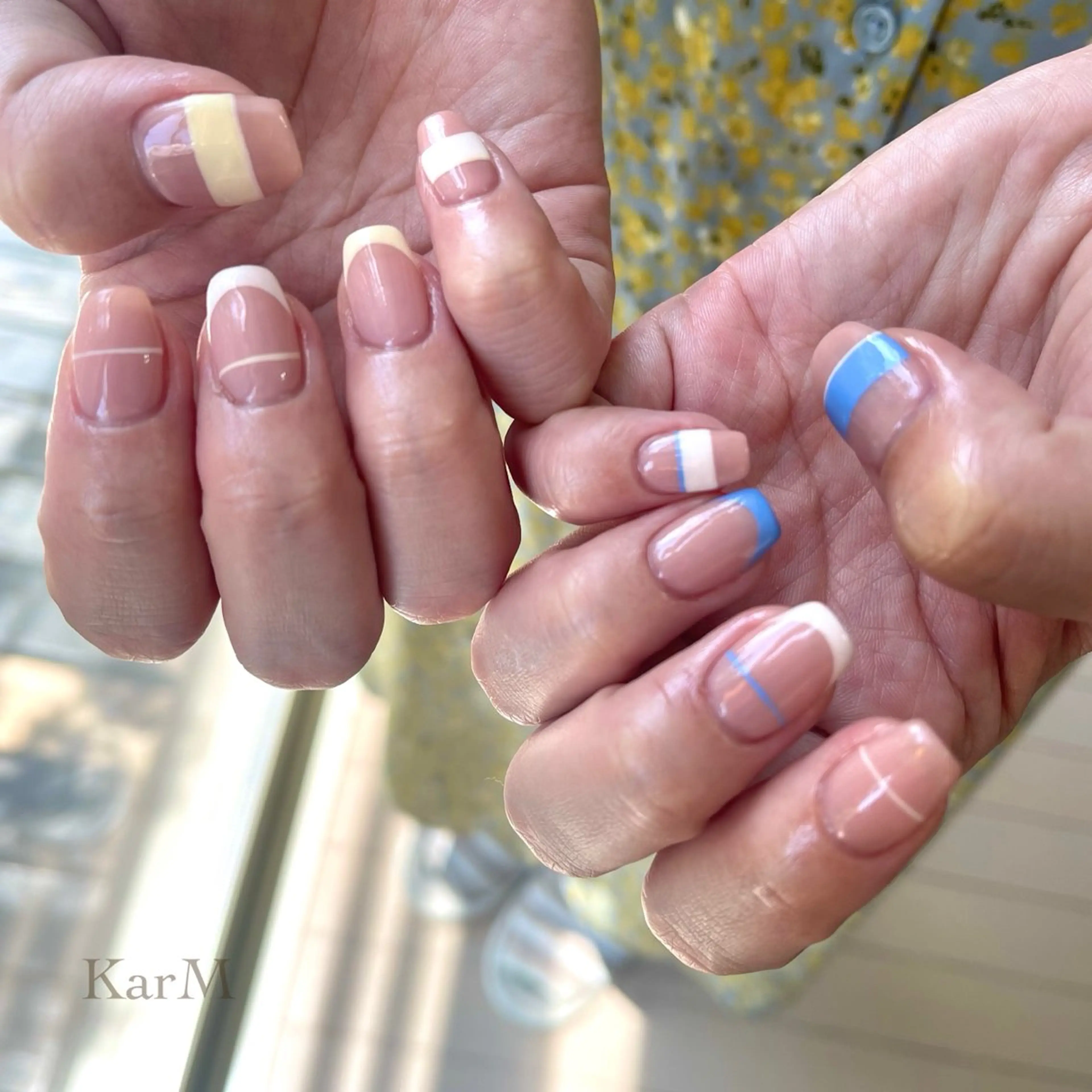 ネイル オーロラネイル チークネイル フットネイル フレンチネイル 韓国ネイル ハンドネイル ogino karinのネイルデザイン