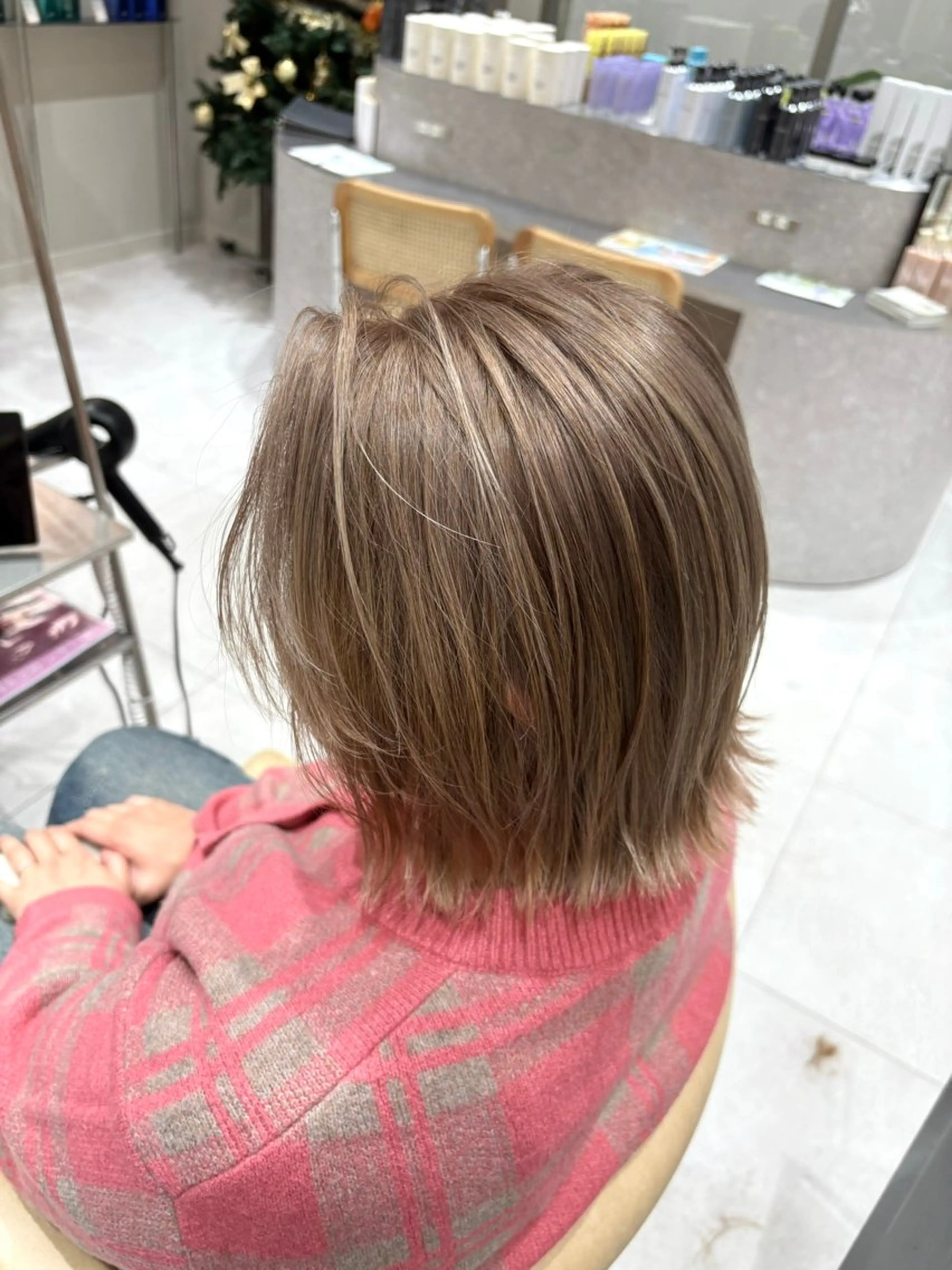 ミディアム ハイライト ヘアカラー バレイヤージュ/ヘア アレンジ/shionのヘアスタイル