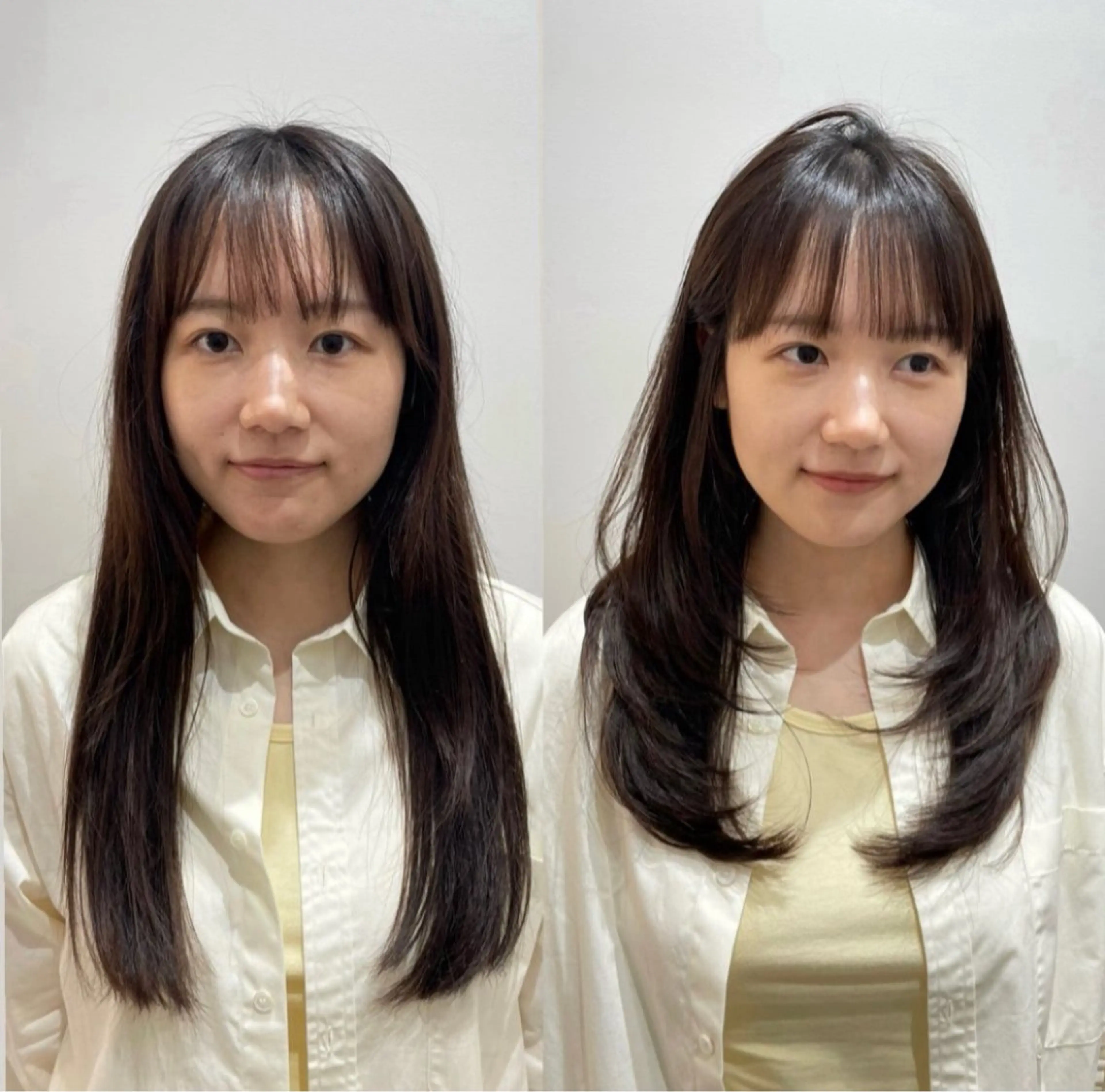 ロング ハッシュカット ハイレイヤー 韓国風ヘア レイヤーカット カット ヘアカラー トリートメント ❤︎︎韓国ヘア❤︎︎ 𝑺𝒉𝒊𝒉𝒐のヘアスタイル