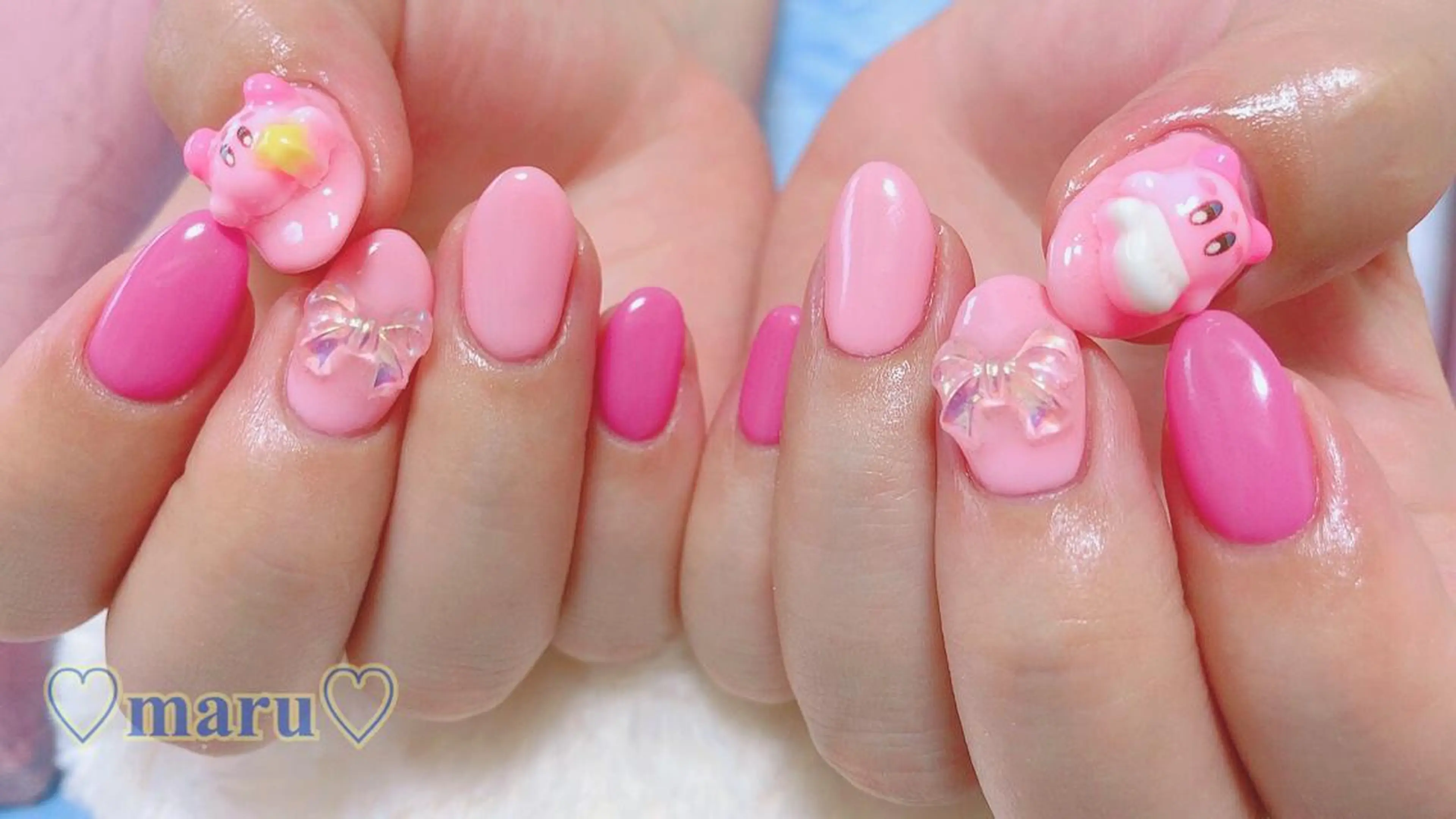 ネイル リボン ハンドネイル フットネイル まるみ ♡のネイルデザイン