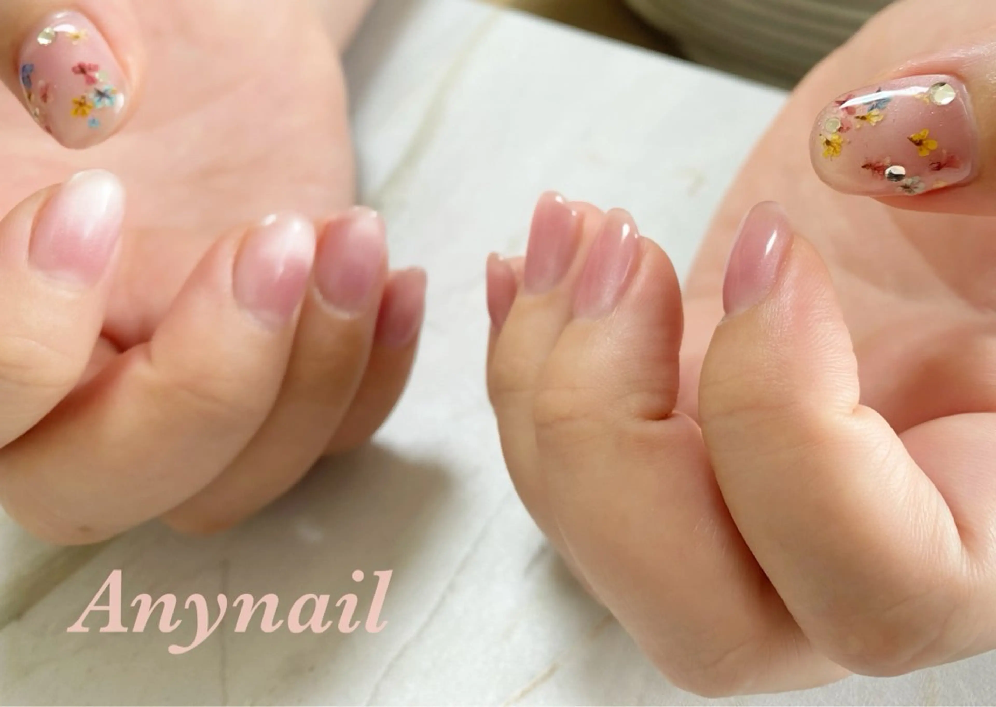 ネイル ブルー フラワーネイル マグネットネイル 春ネイル 岩澤 恵子のネイルデザイン