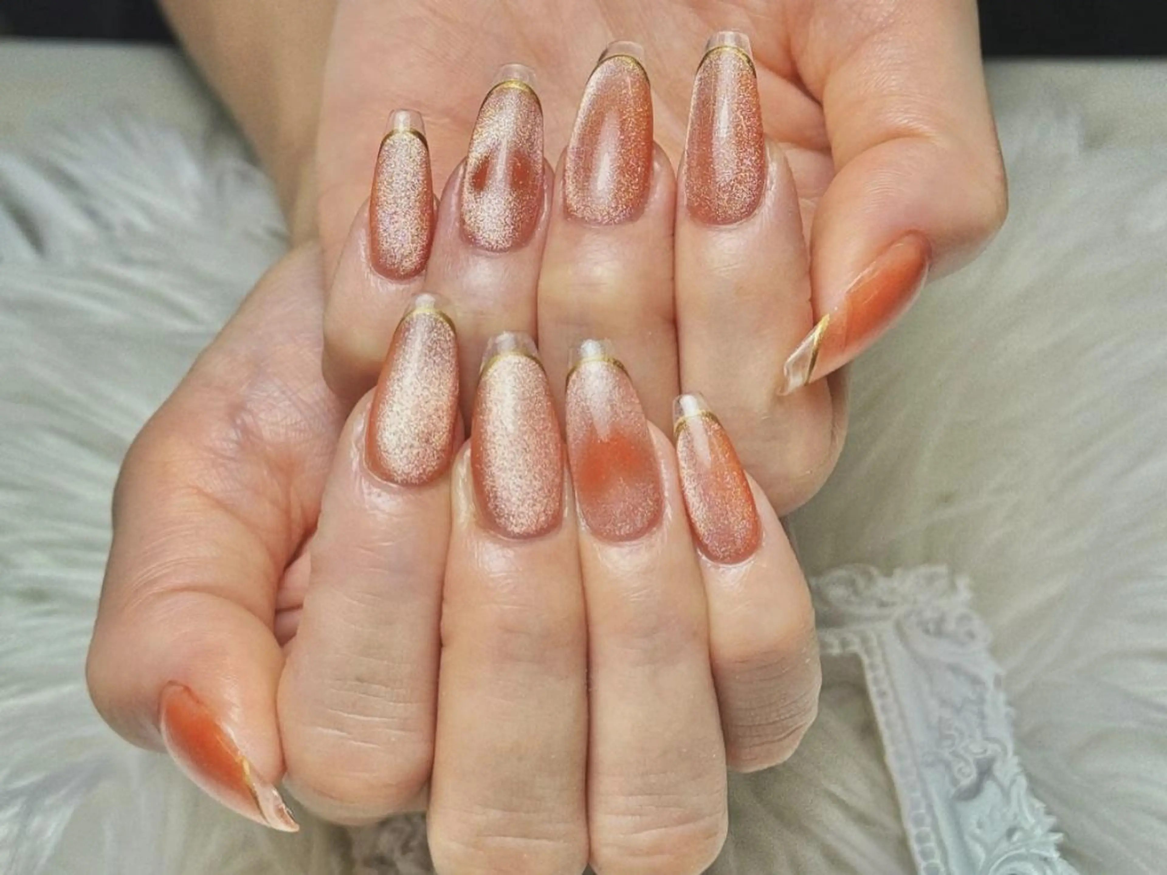 メンズ ネイル アートネイル フレンチネイル ジェルネイル キラキラネイル パラジェル Bloom kabukiのネイルデザイン