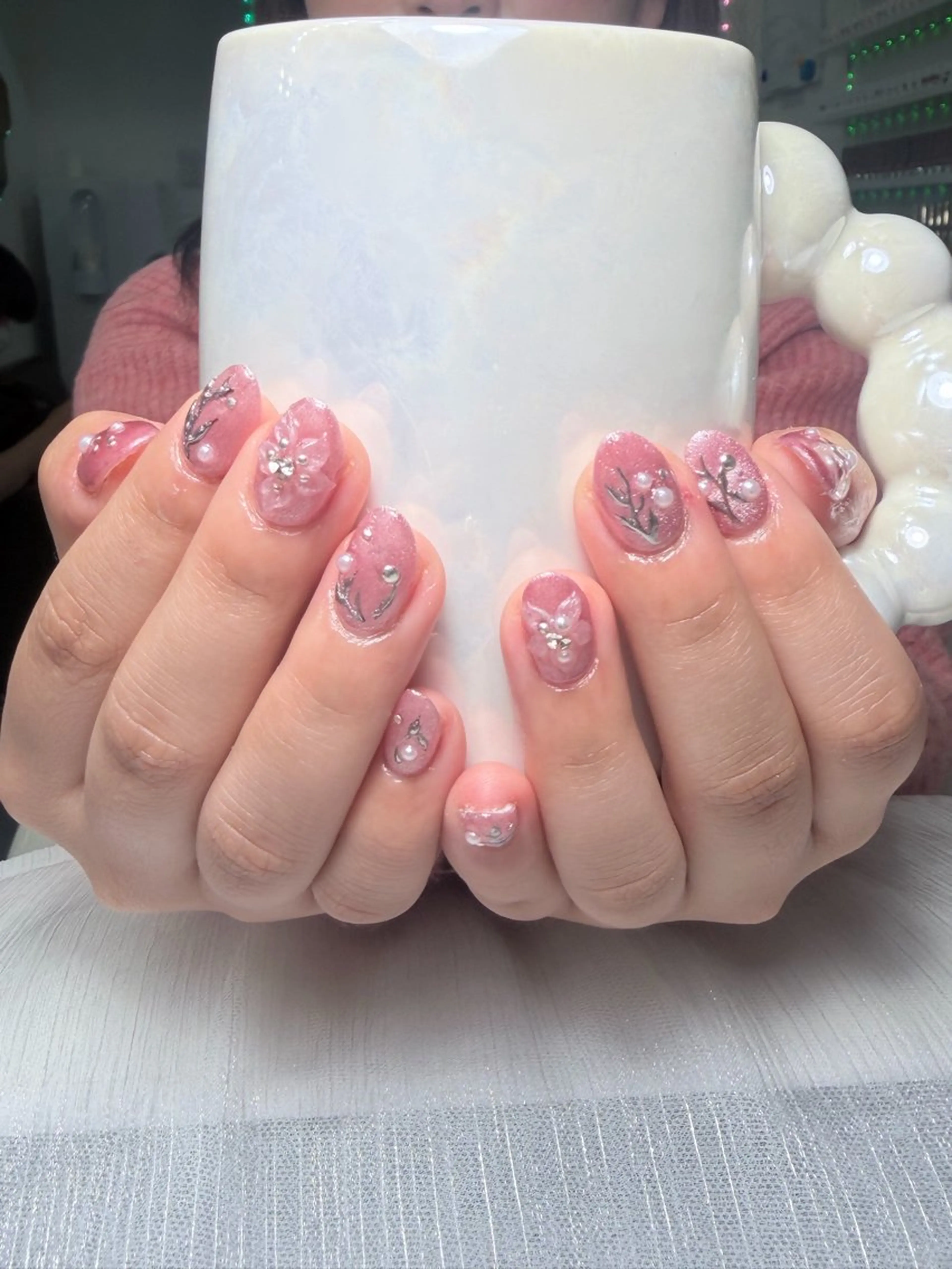 ネイル 長さ出し フレンチネイル 韓国ネイル レース マグネットネイル 高橋 ユキのネイルデザイン