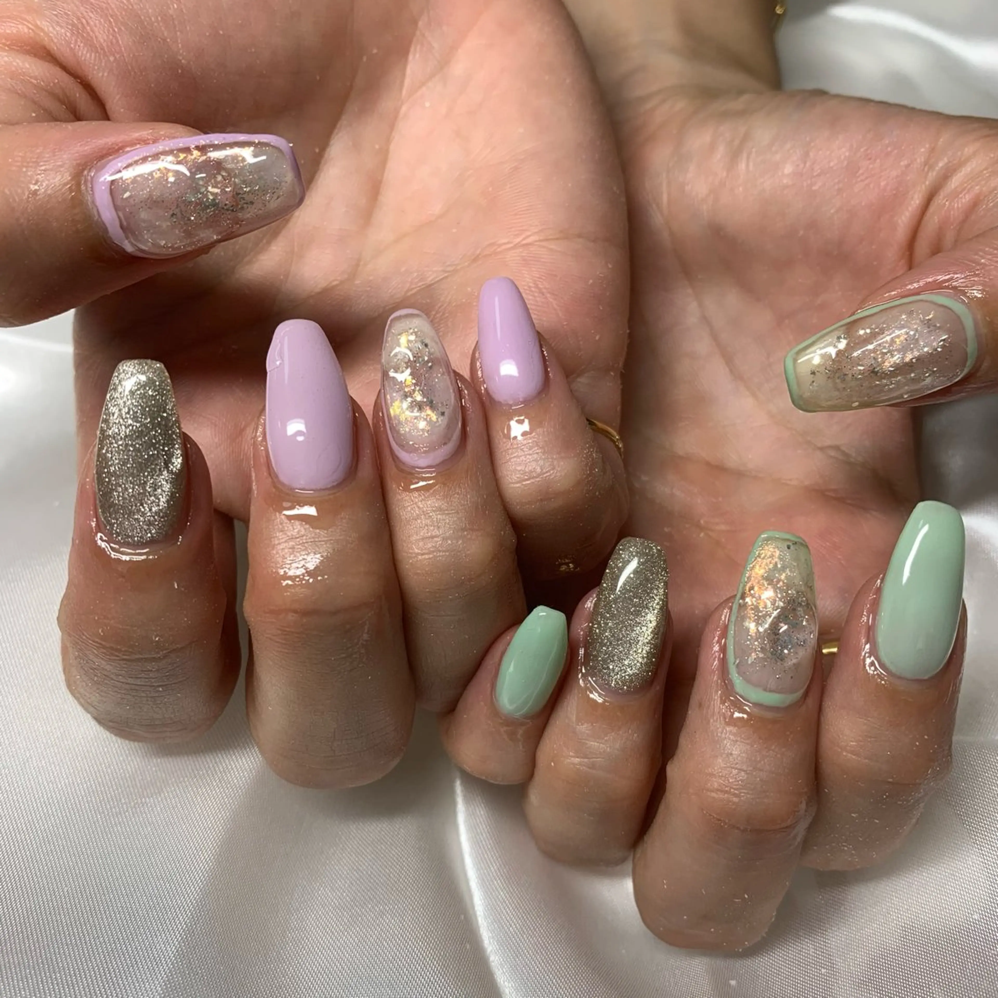 ロング ハンドネイル フットネイル 竹下 凌香のネイルデザイン