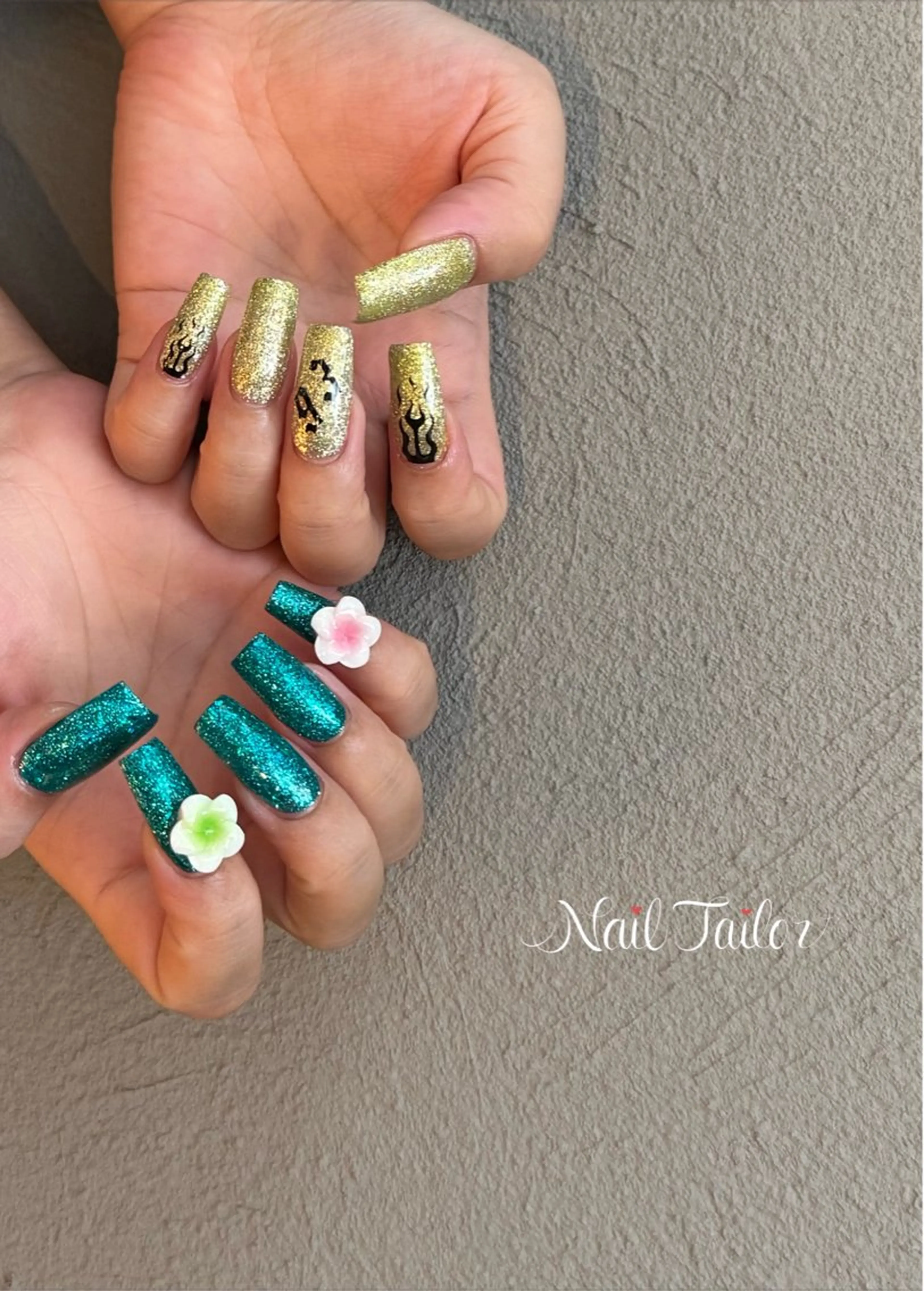 ネイル ブルー 長さ出し ロングネイル 持ち込み スカルプネイル ハンドネイル 〜Nail Tailor〜　ネイルテイラー所属・NailTailor ネイルテイラーのネイルデザイン