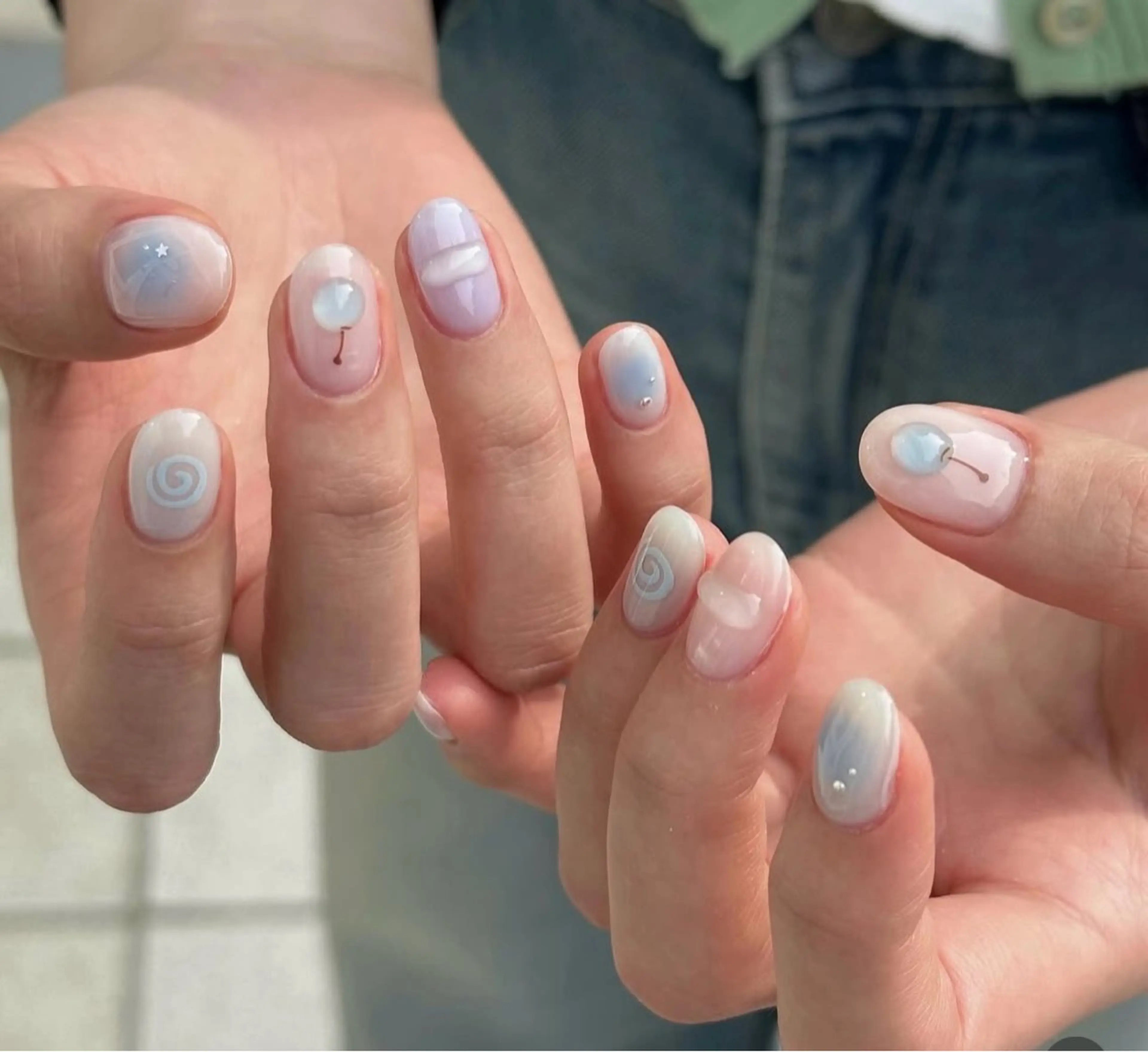 ネイル 韓国ネイル 持ち込み ニュアンスネイル ネイルチップ ハンドネイル TABI ANA.CHUOのネイルデザイン