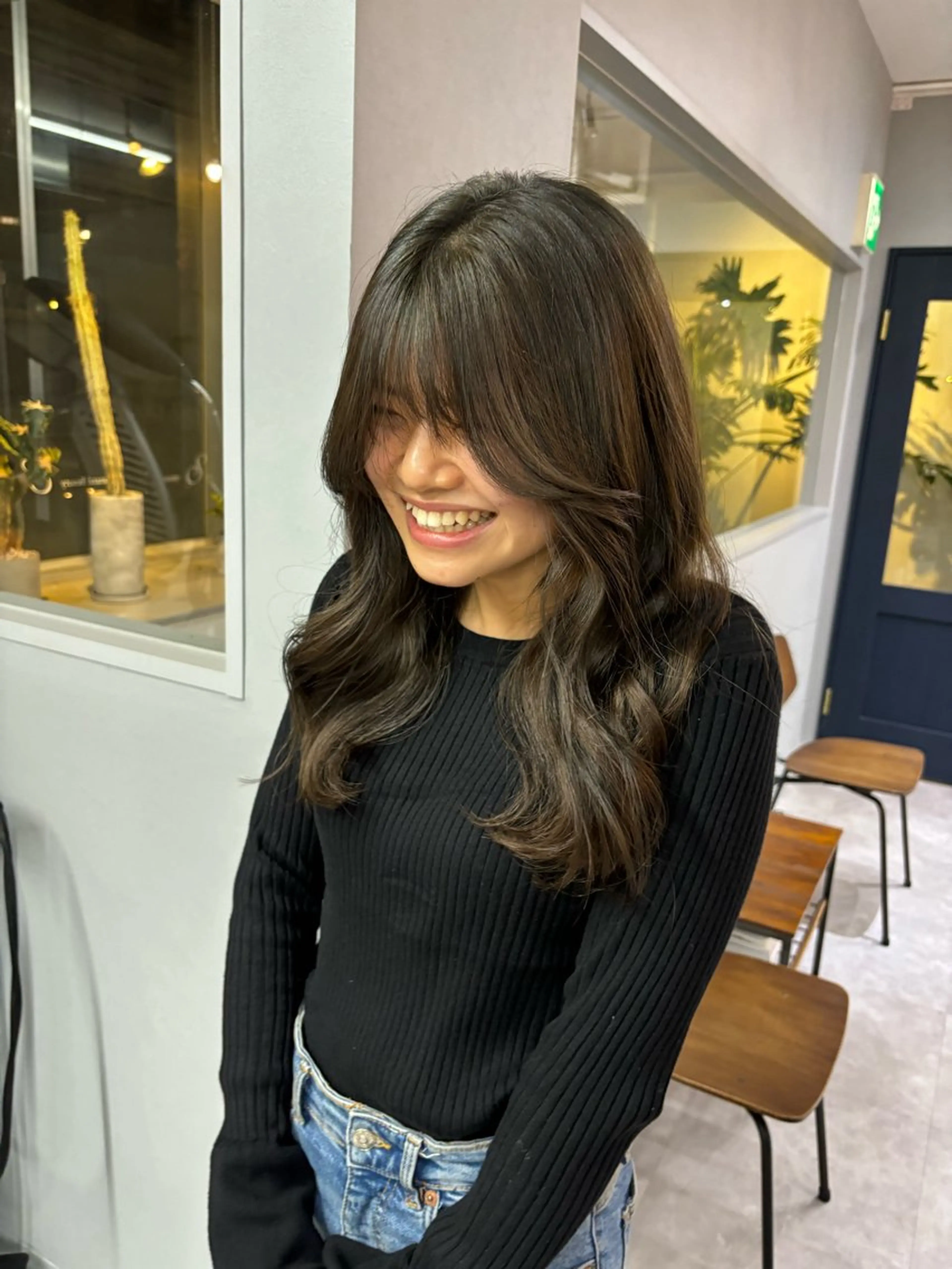 セミロング カラー きよはらちさき🍑 柔らかカラー🌱🫧のヘアスタイル