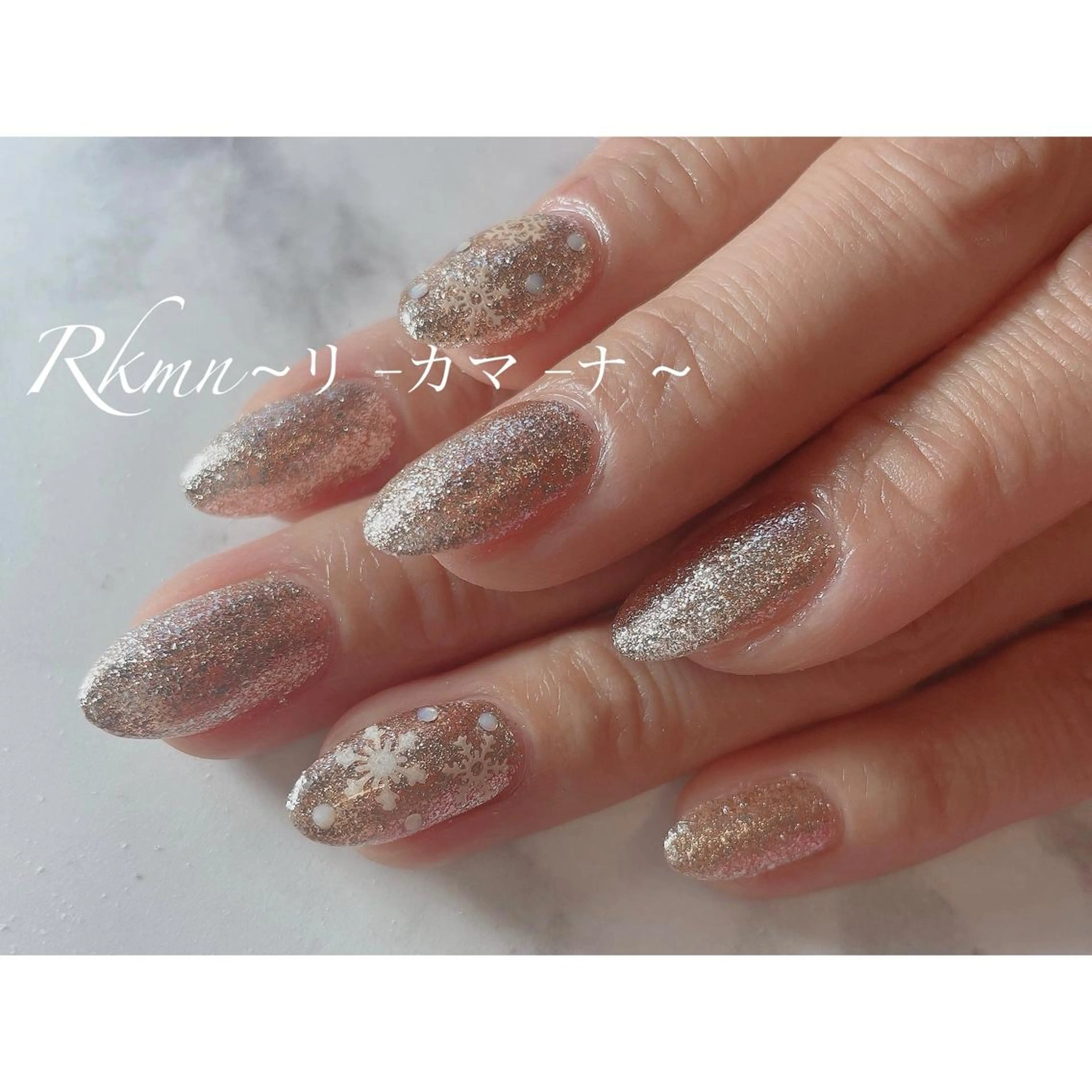 ネイル アートネイル ラメ(グリッター) シンプルネイル 春ネイル ハンドネイル フットネイル ハンドケア Rkmn ~リ-カマ-ナ~のネイルデザイン