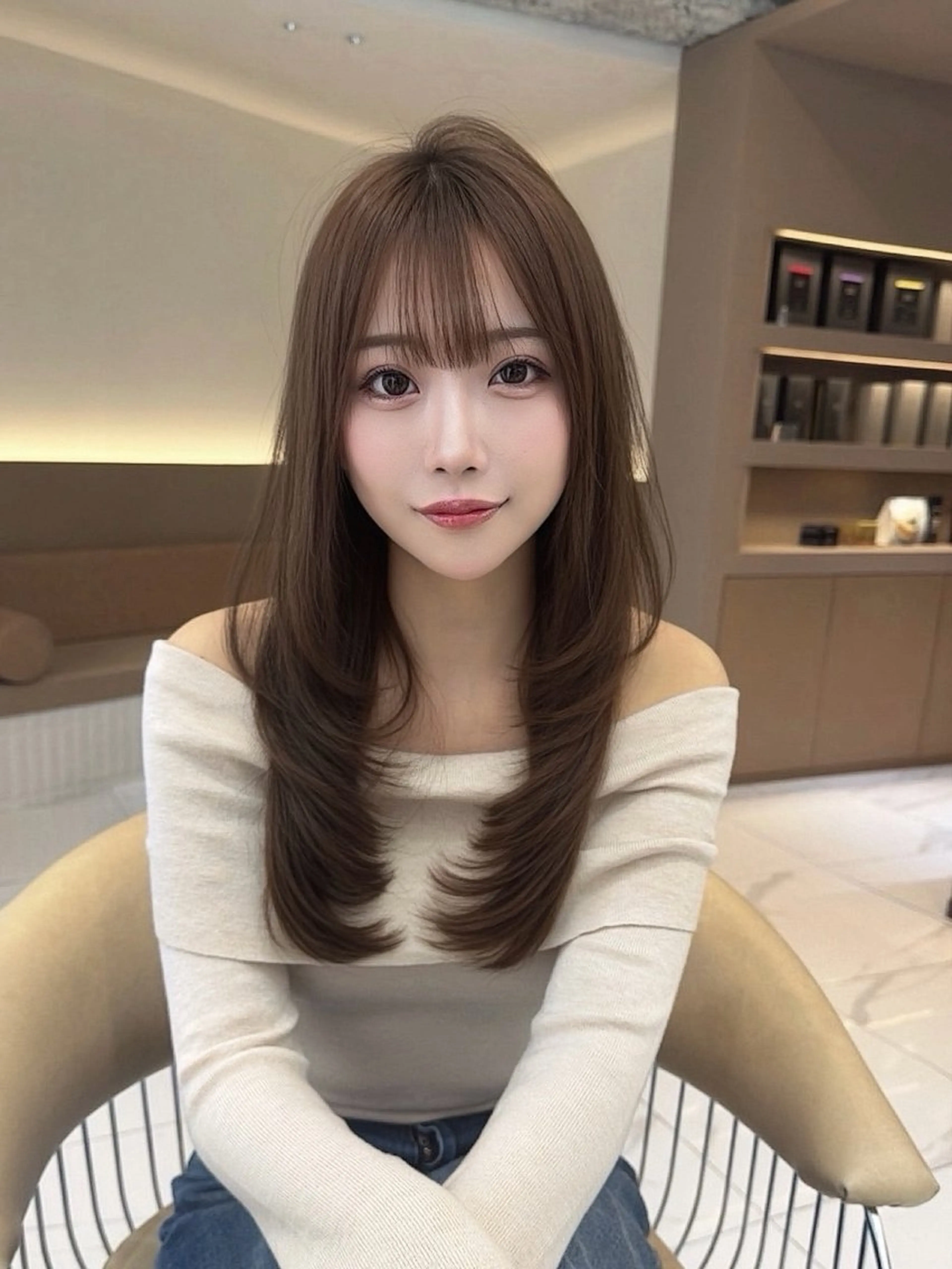 ロング としき/韓国/透明 感カラー/美髪矯正のヘアスタイル