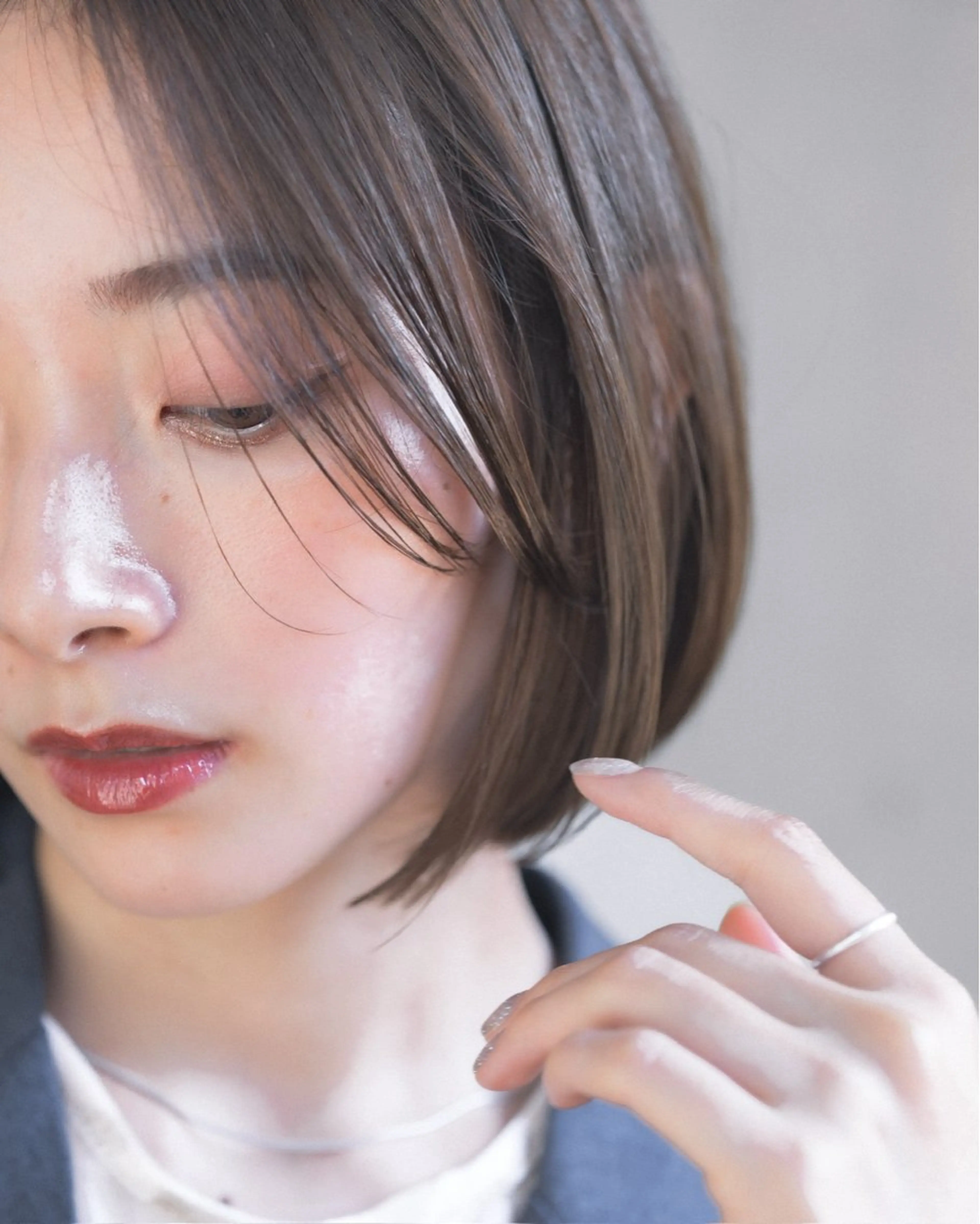 ミディアム カラー ブリーチ ダブルカラー グレージュ ブリーチなしカラー ボブ blanc /表参道 🫧小森波琉🫧のヘアスタイル