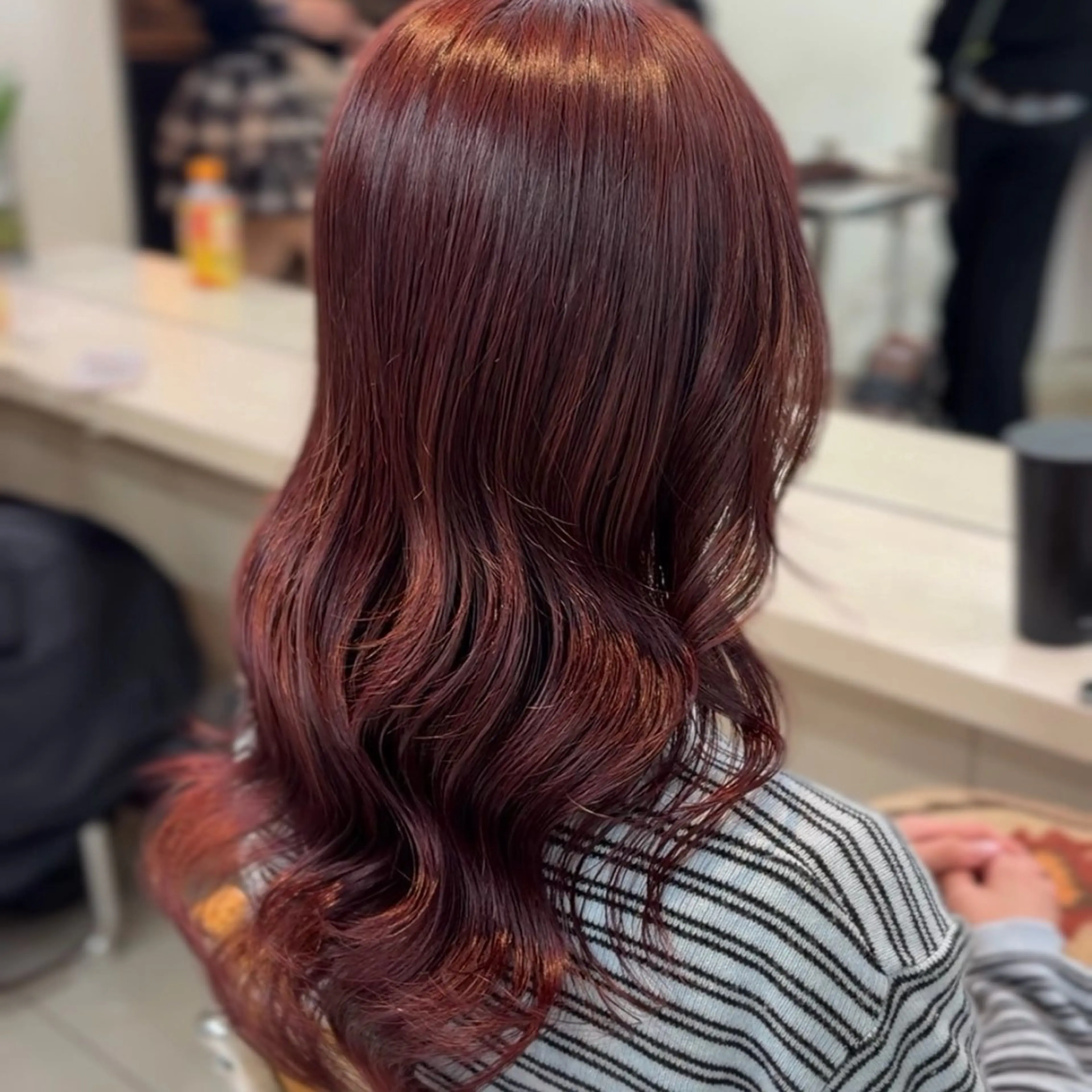 セミロング カラー カット ヘアカラー 横浜パーマ🌐 暖色カラー🍒もえかのヘアスタイル