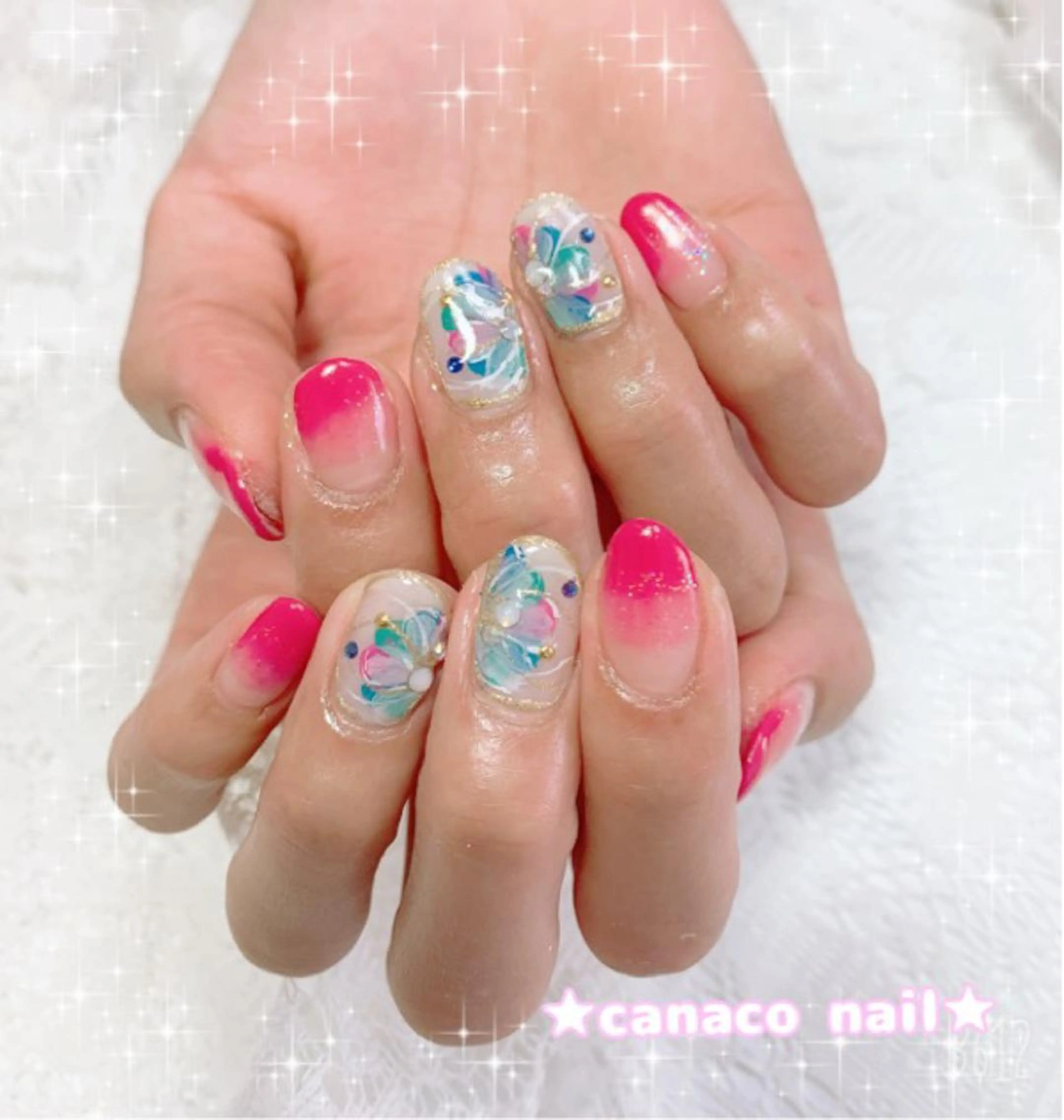 ネイル アートネイル フラワーネイル Felice所属・ベテランネイル cnc  nailのネイルデザイン