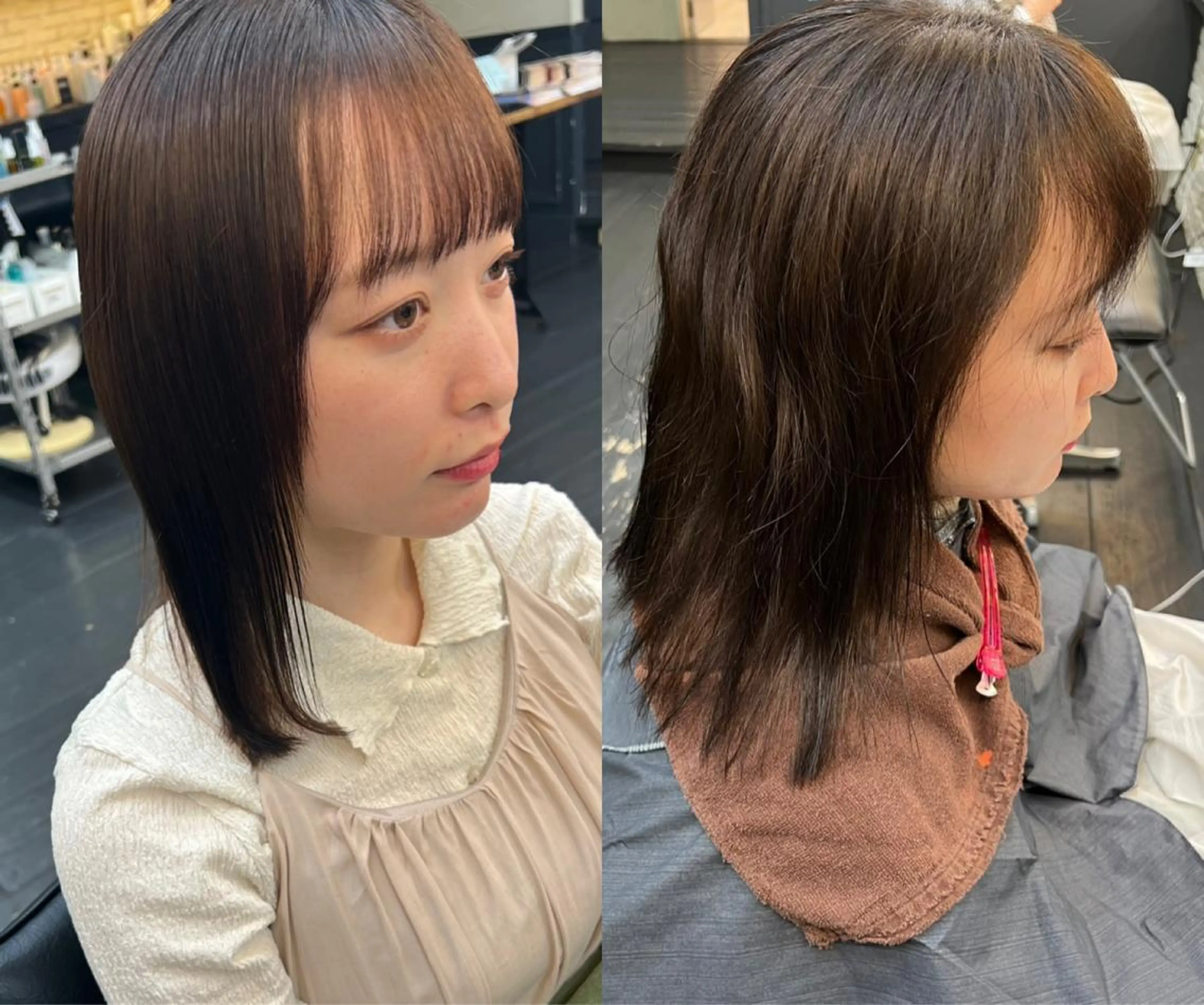 ミディアム パーマ 髪質改善 縮毛矯正 トリートメント 大久保 佳那のヘアスタイル