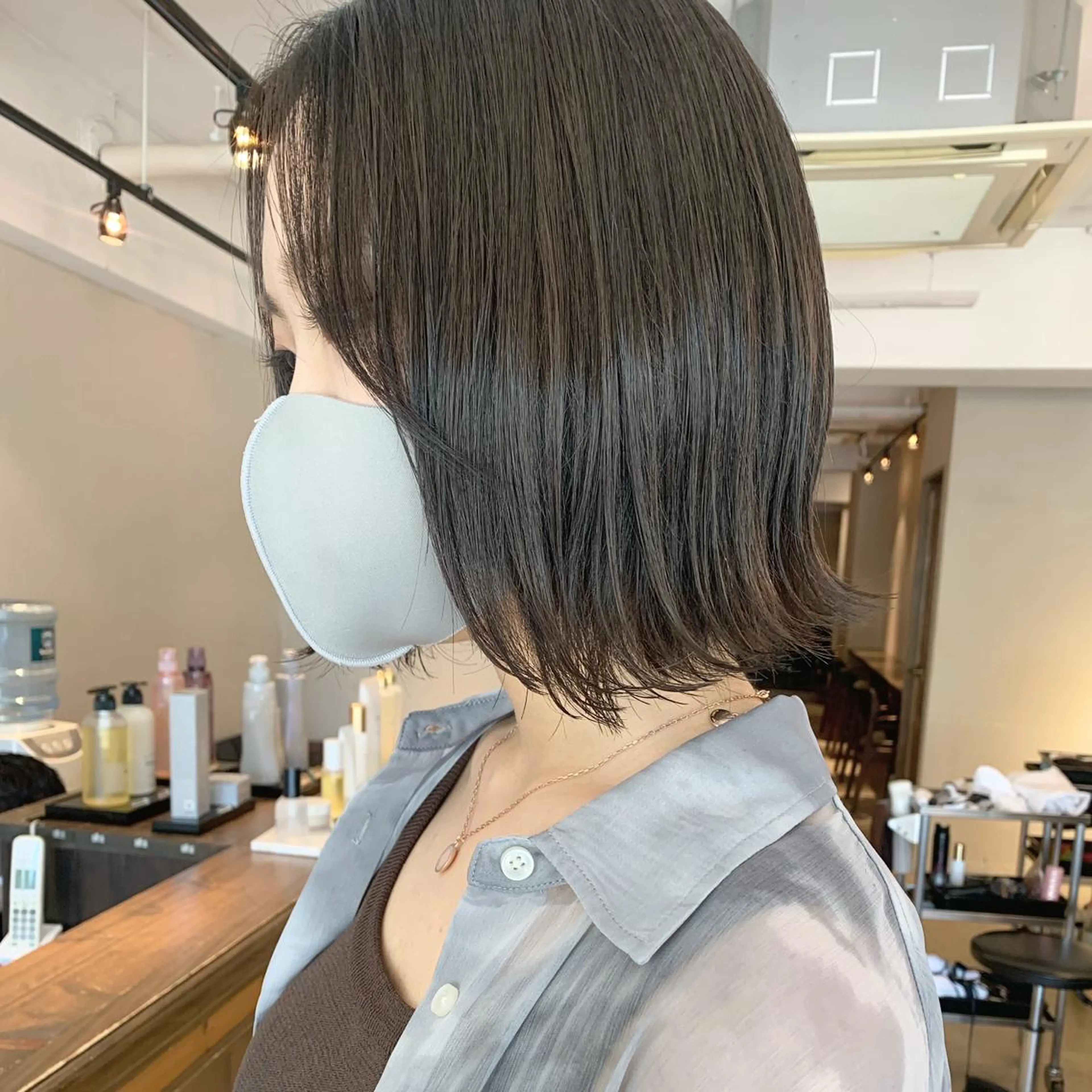 ミディアム カラー 透明感/オリーブ/ グレージュ/YUKAのヘアスタイル