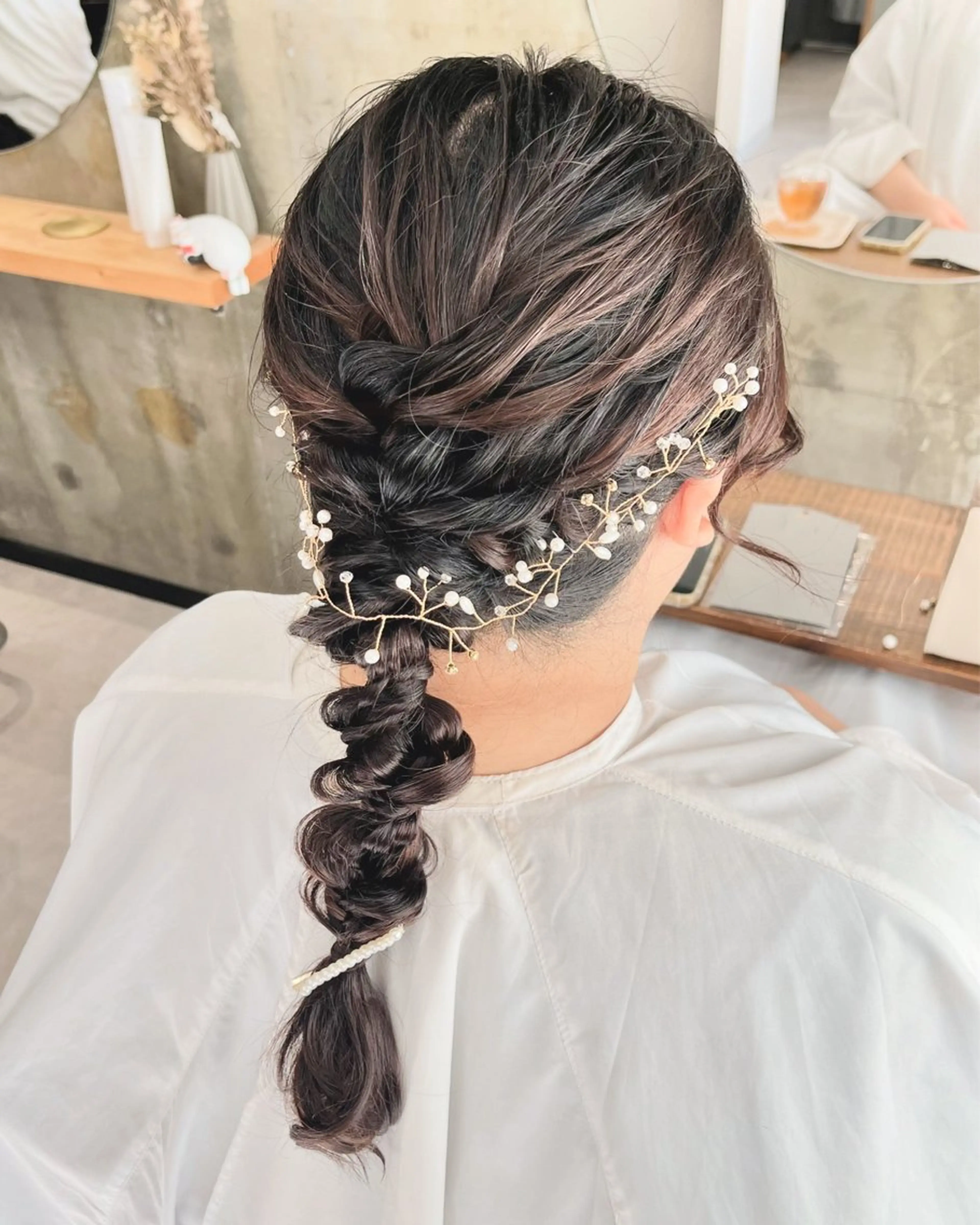 ヘアアレンジ 結婚式・ブライダル ボブ Noele hair atelier(ノエルヘアアトリエ)所属・北上ゆい/個性派/ ナチュラルアレンジのヘアスタイル