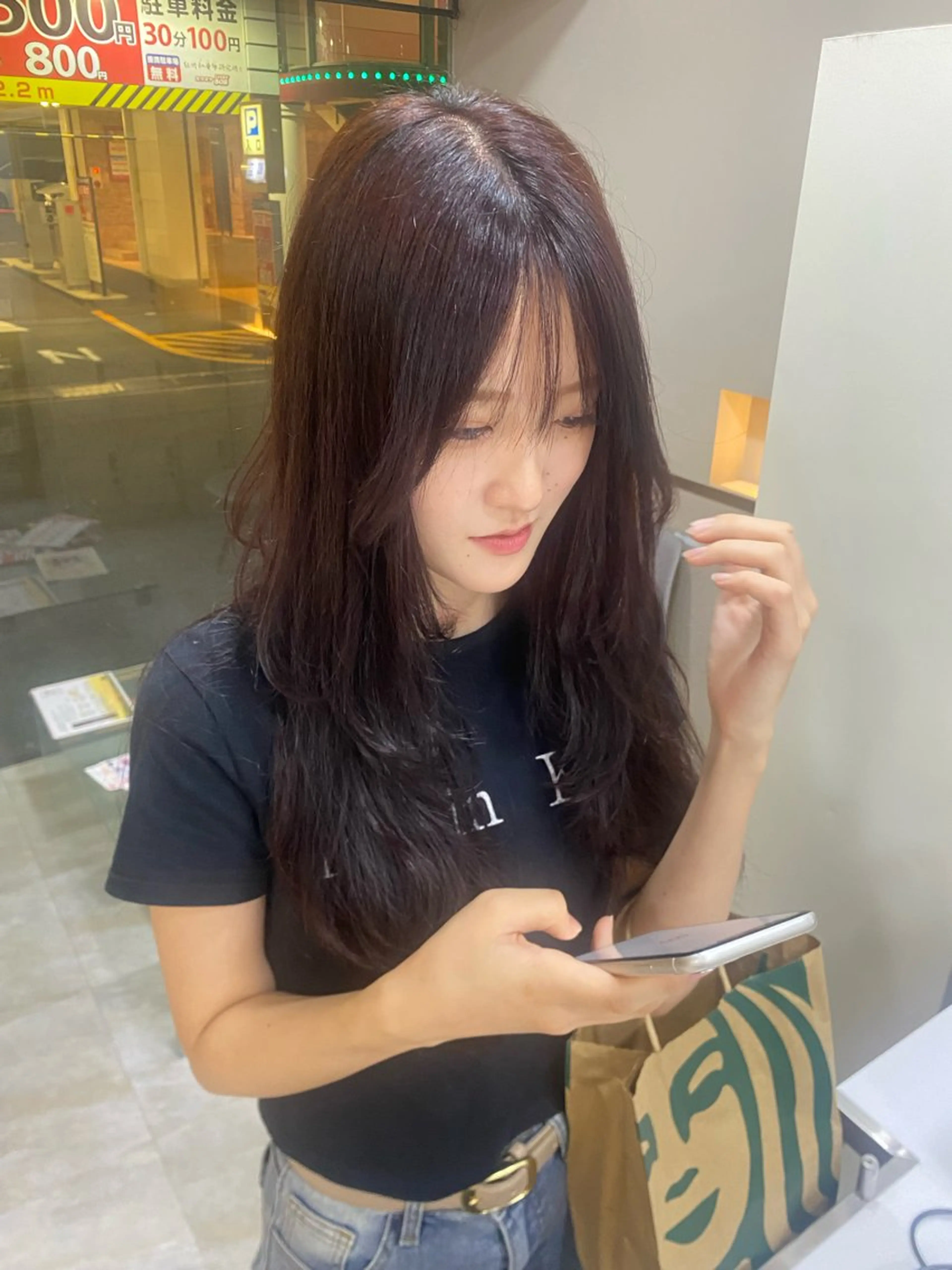 ロング ハッシュカット レイヤーカット かわいい艶カラー🎀 ナカニシアチカのヘアスタイル