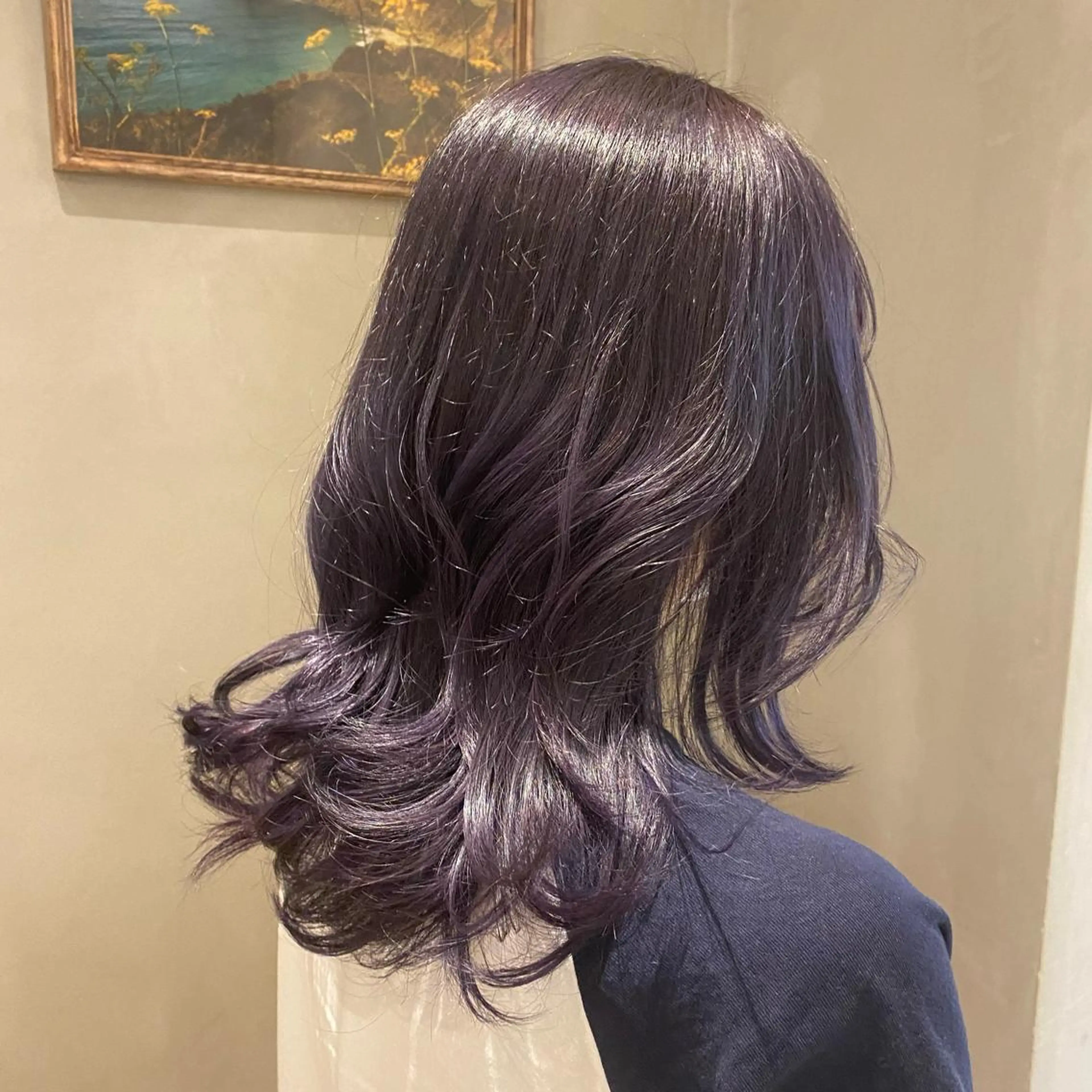 ミディアム パープルカラー ヘアカラー トリートメント 顔周りcut・ご相談 ＝新宿しずく🇰🇷のヘアスタイル