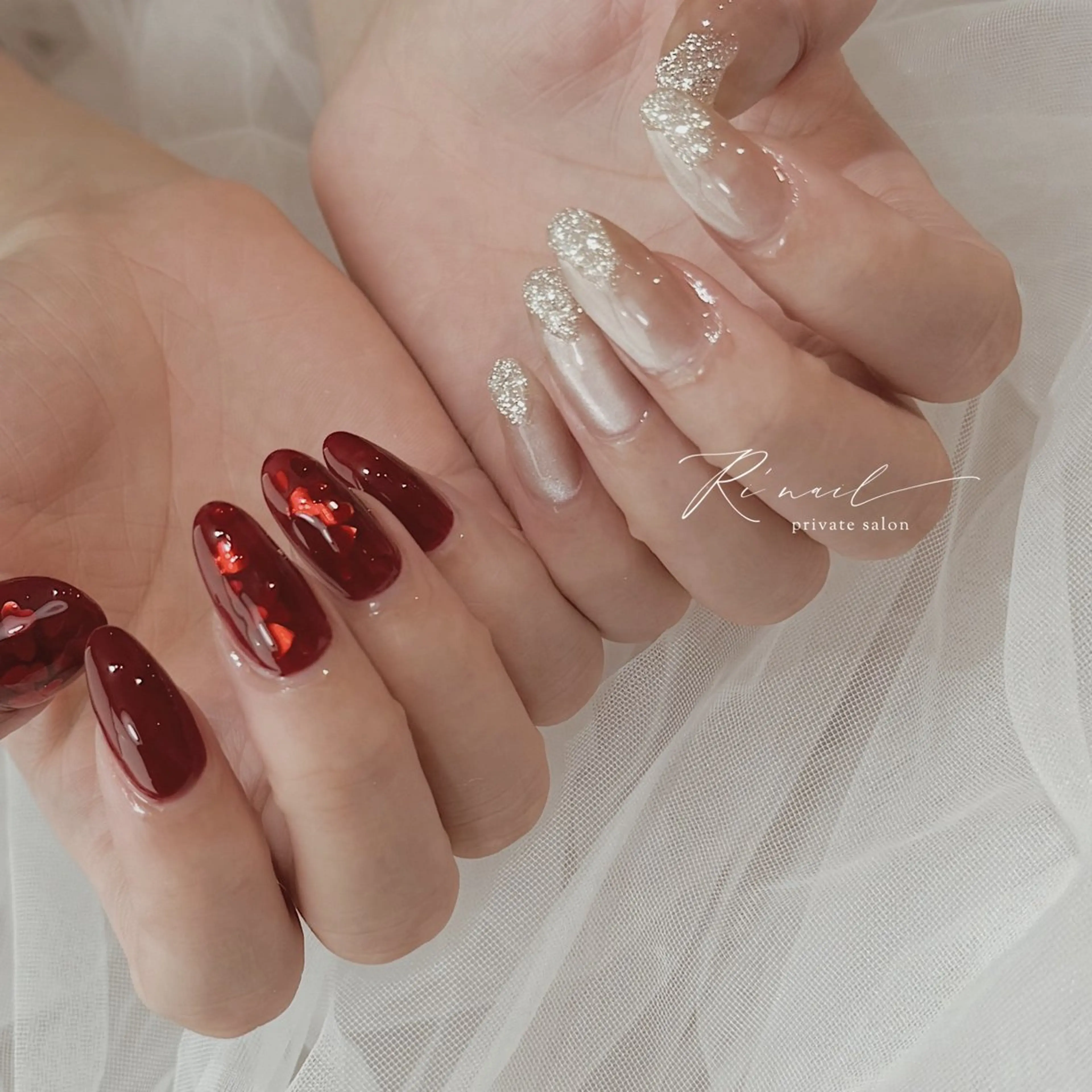 ネイル ハート マグネットネイル バレンタイン ISHIWATA LINAのネイルデザイン