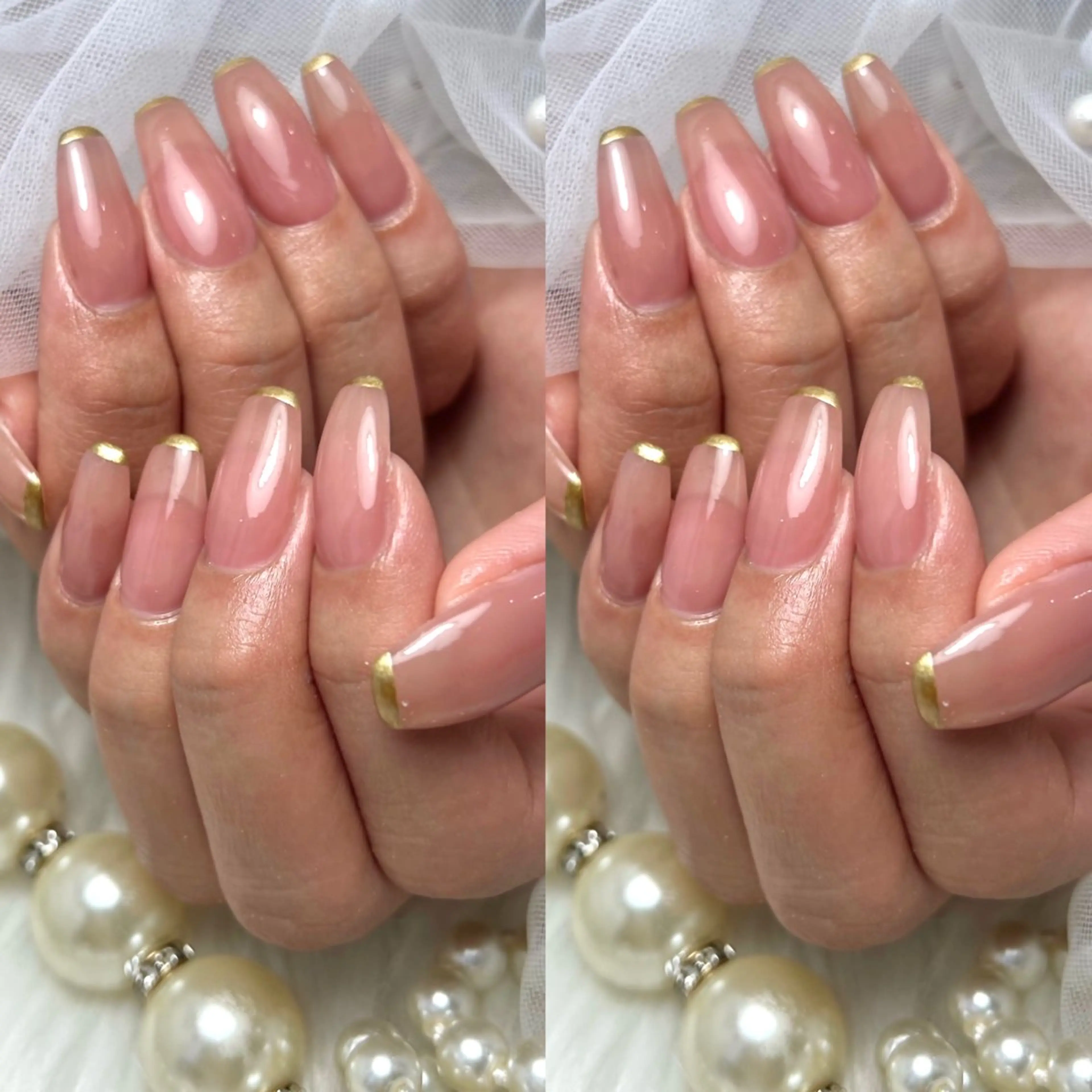 ネイル フレンチネイル ジェルネイル ガラスフレンチ 持ち込み nail salon f3のネイルデザイン