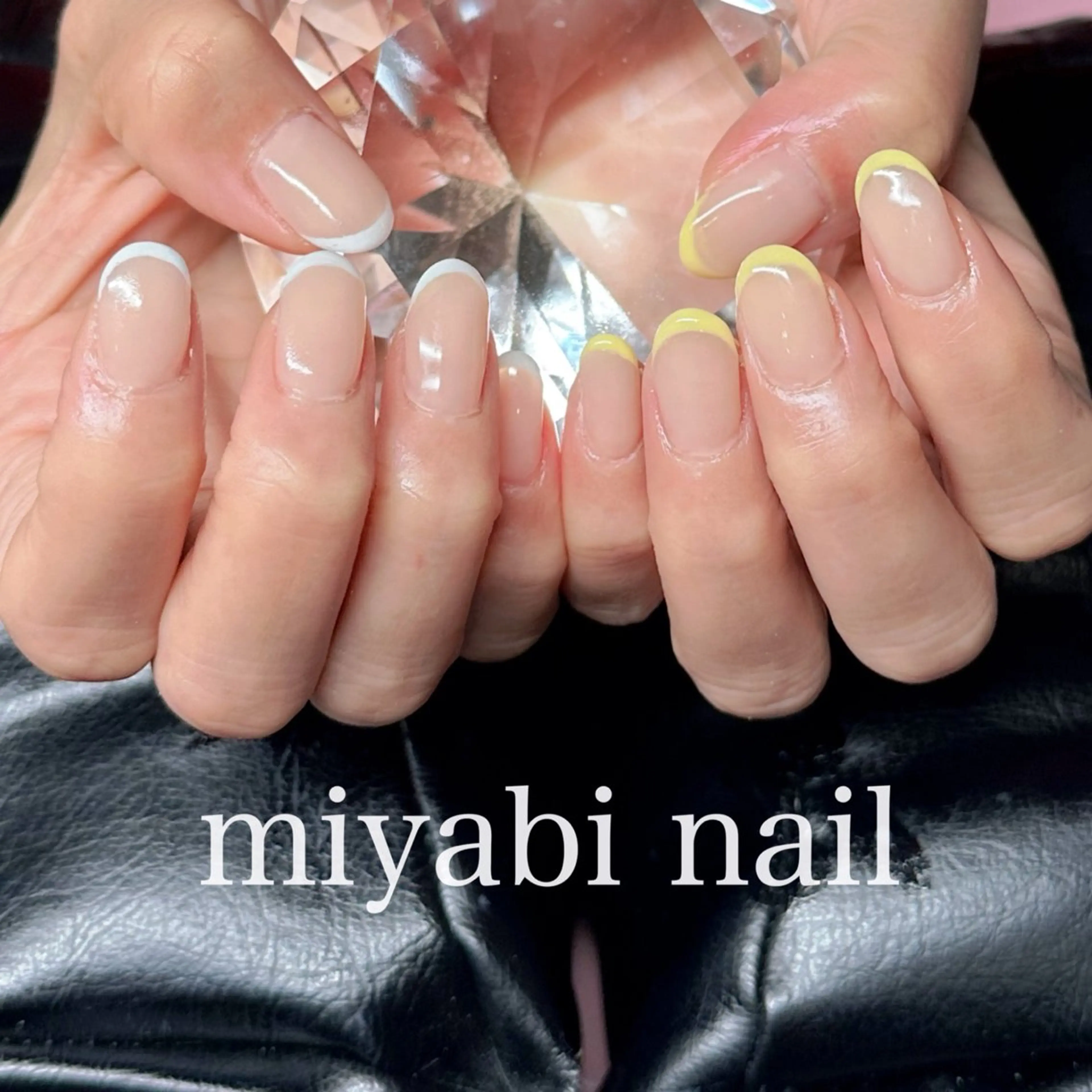 ネイル ブルー フレンチネイル ジェルネイル 持ち込み パステルネイル ハンドネイル miyabi nail 桂川駅近くのネイルデザイン