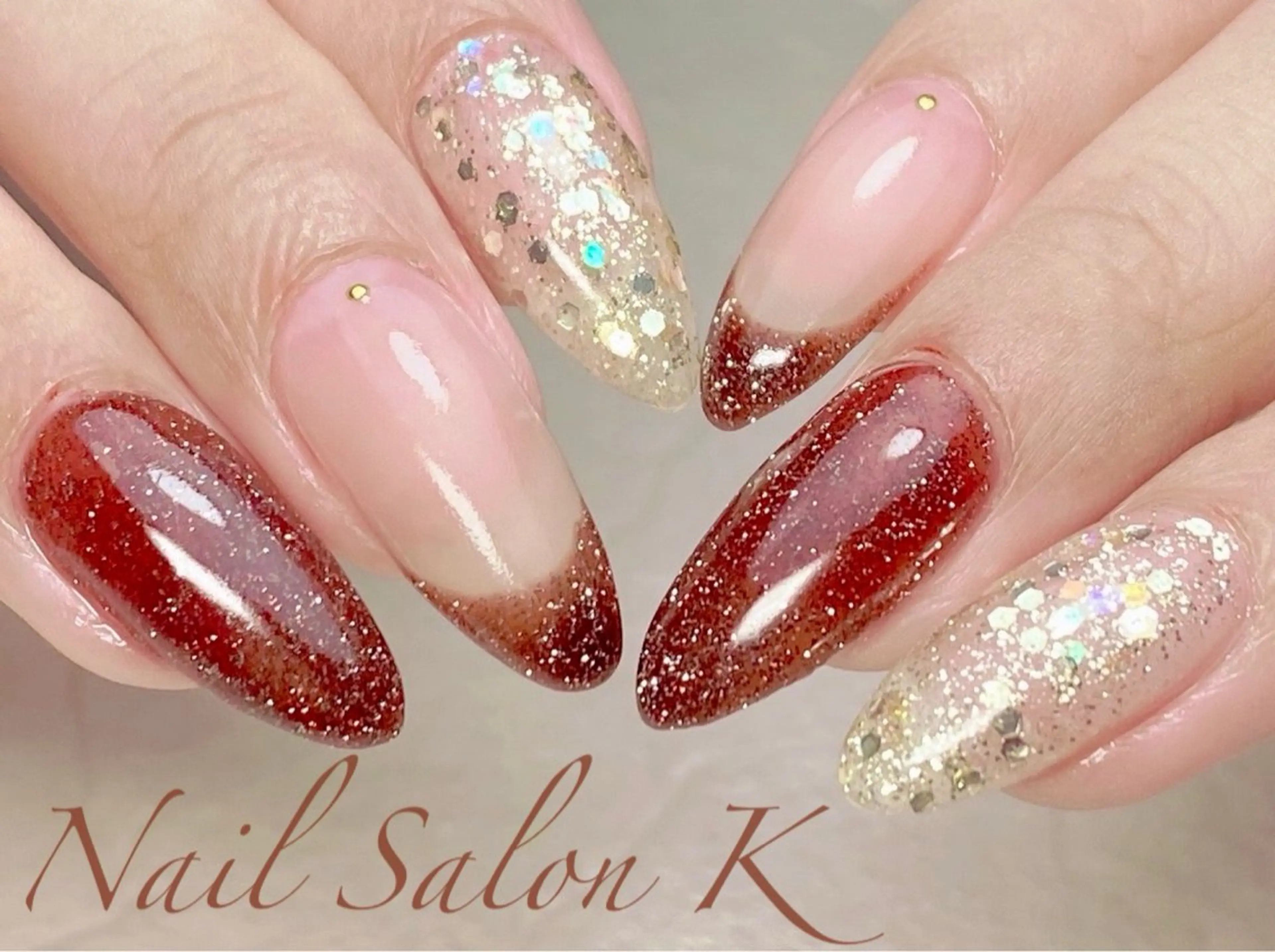 ネイル フラッシュネイル フレンチネイル ラメ(グリッター) 持ち込み ハンドネイル Nail Salon K 🧸美爪育成のネイルデザイン